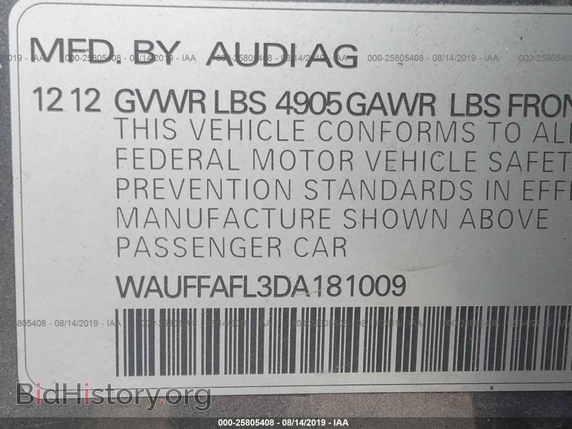 2013 AUDI A4 - VIN: WAUFFAFL3DA181009 - Photo 9