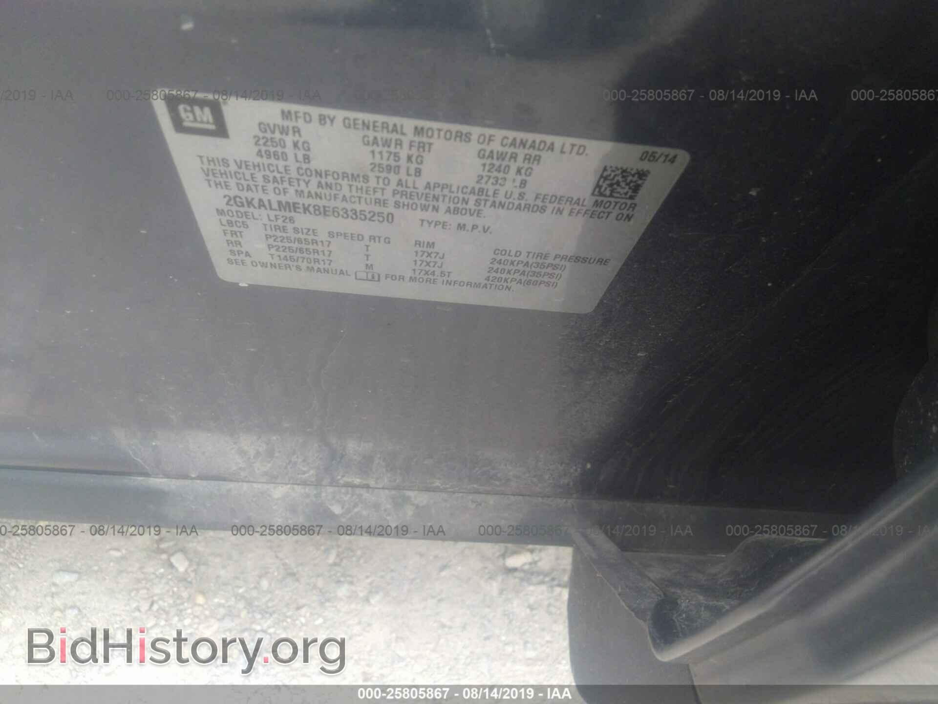 2014 GMC TERRAIN - VIN: 2GKALMEK8E6335250 - Photo 9