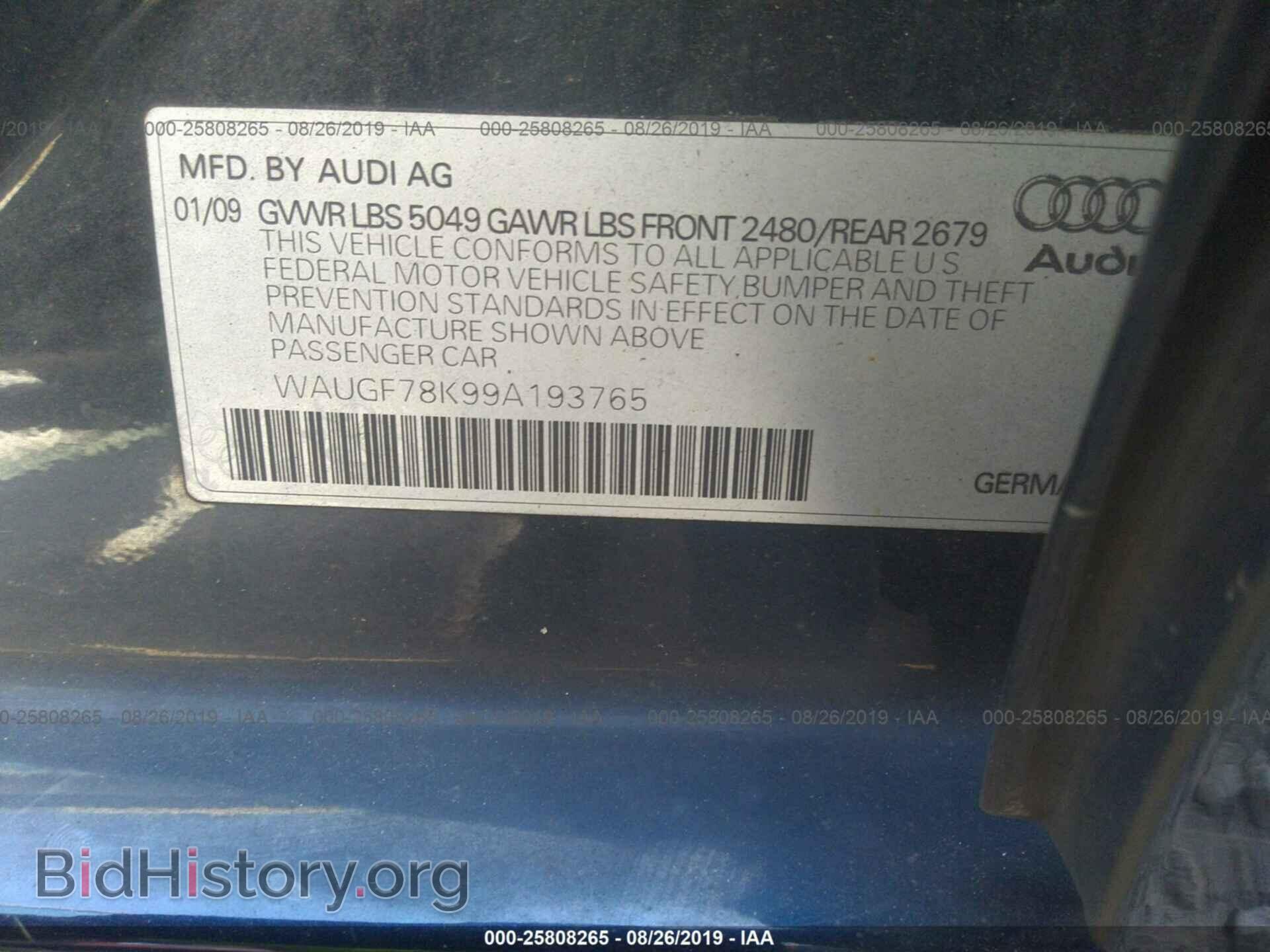 2009 AUDI A4 - VIN: WAUGF78K99A193765 - Photo 9