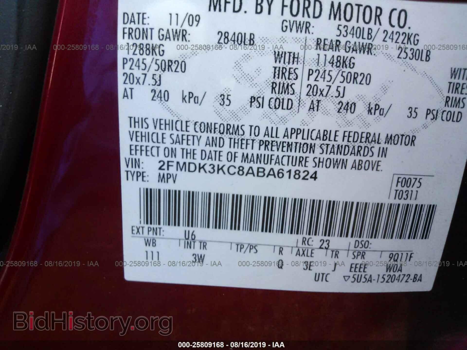 2010 FORD EDGE - VIN: 2FMDK3KC8ABA61824 - Photo 9