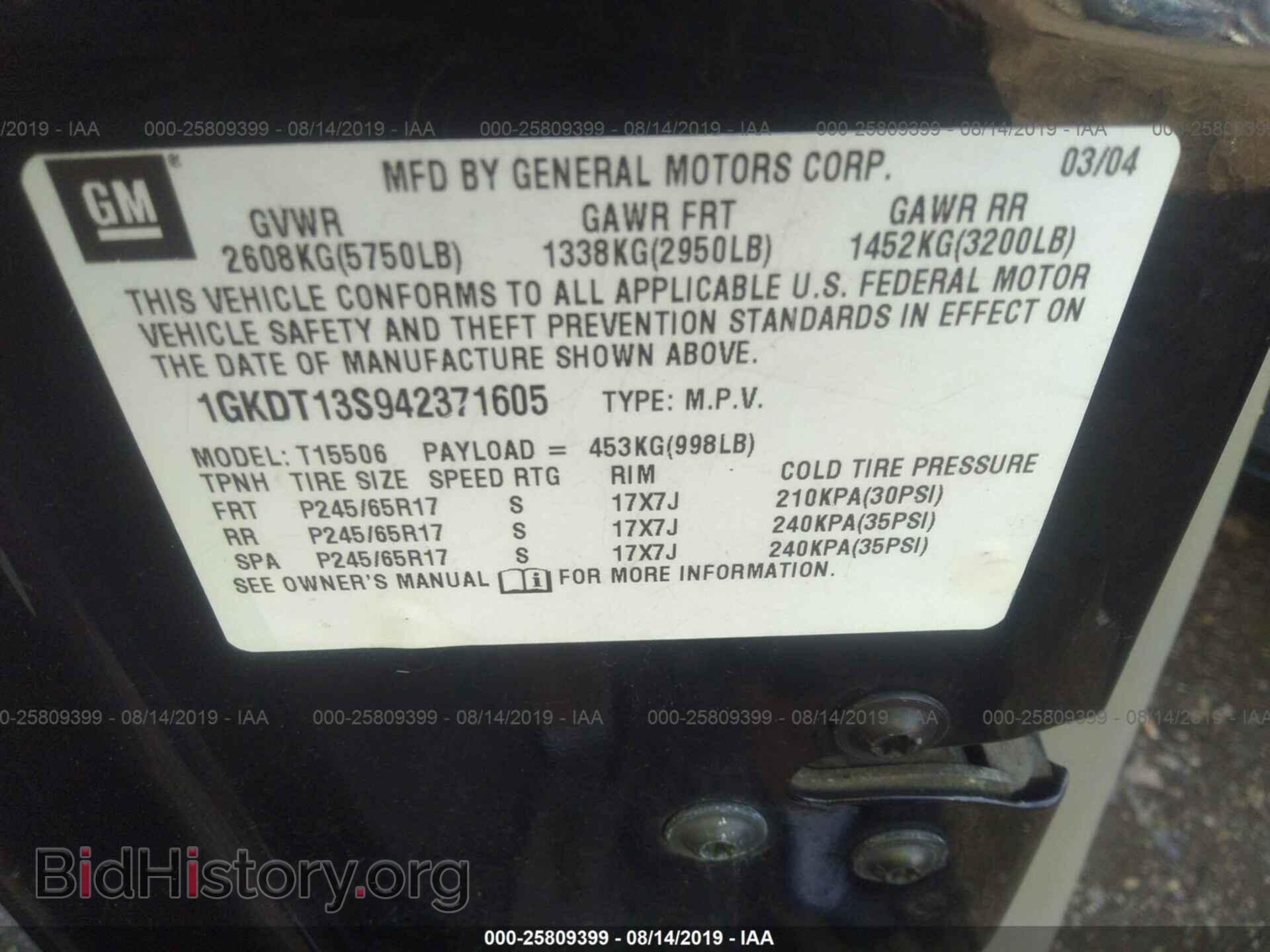 2004 GMC ENVOY - VIN: 1GKDT13S942371605 - Фото 9