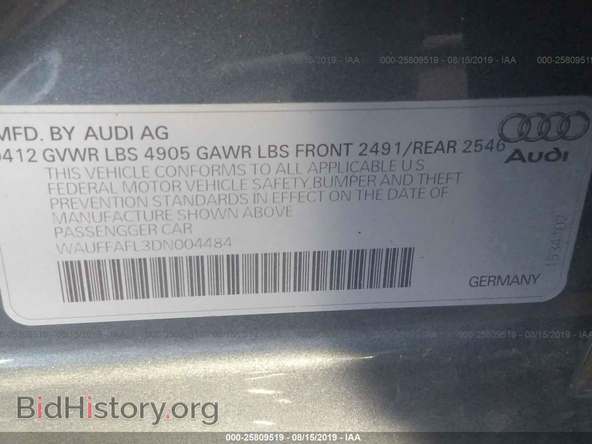 2013 AUDI A4 - VIN: WAUFFAFL3DN004484 - Photo 9