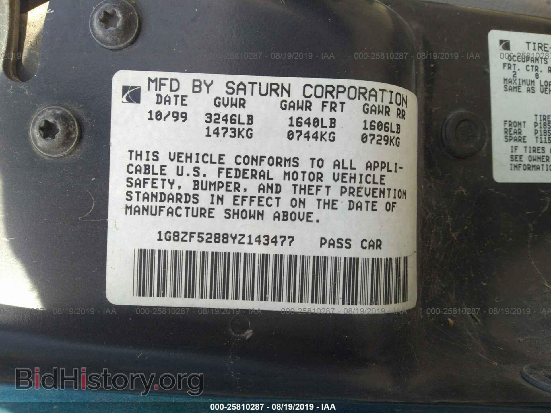 2000 SATURN SL - VIN: 1G8ZF5288YZ143477 - Фото 9