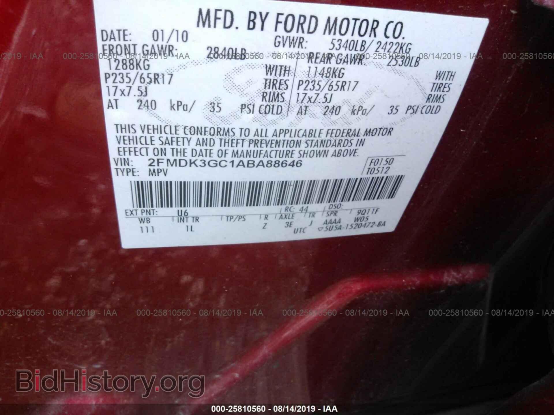 2010 FORD EDGE - VIN: 2FMDK3GC1ABA88646 - Photo 9