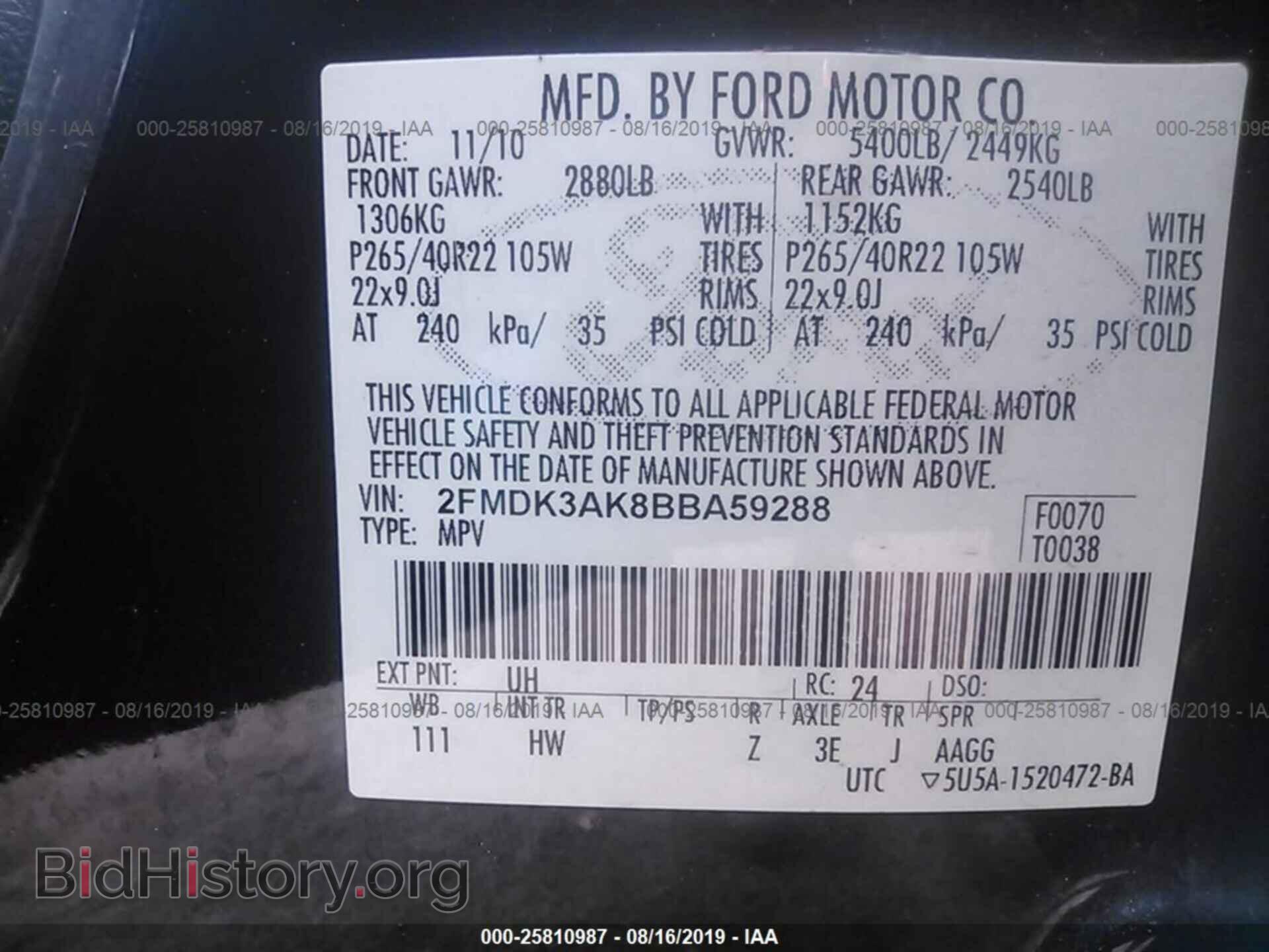 2011 FORD EDGE - VIN: 2FMDK3AK8BBA59288 - Photo 9