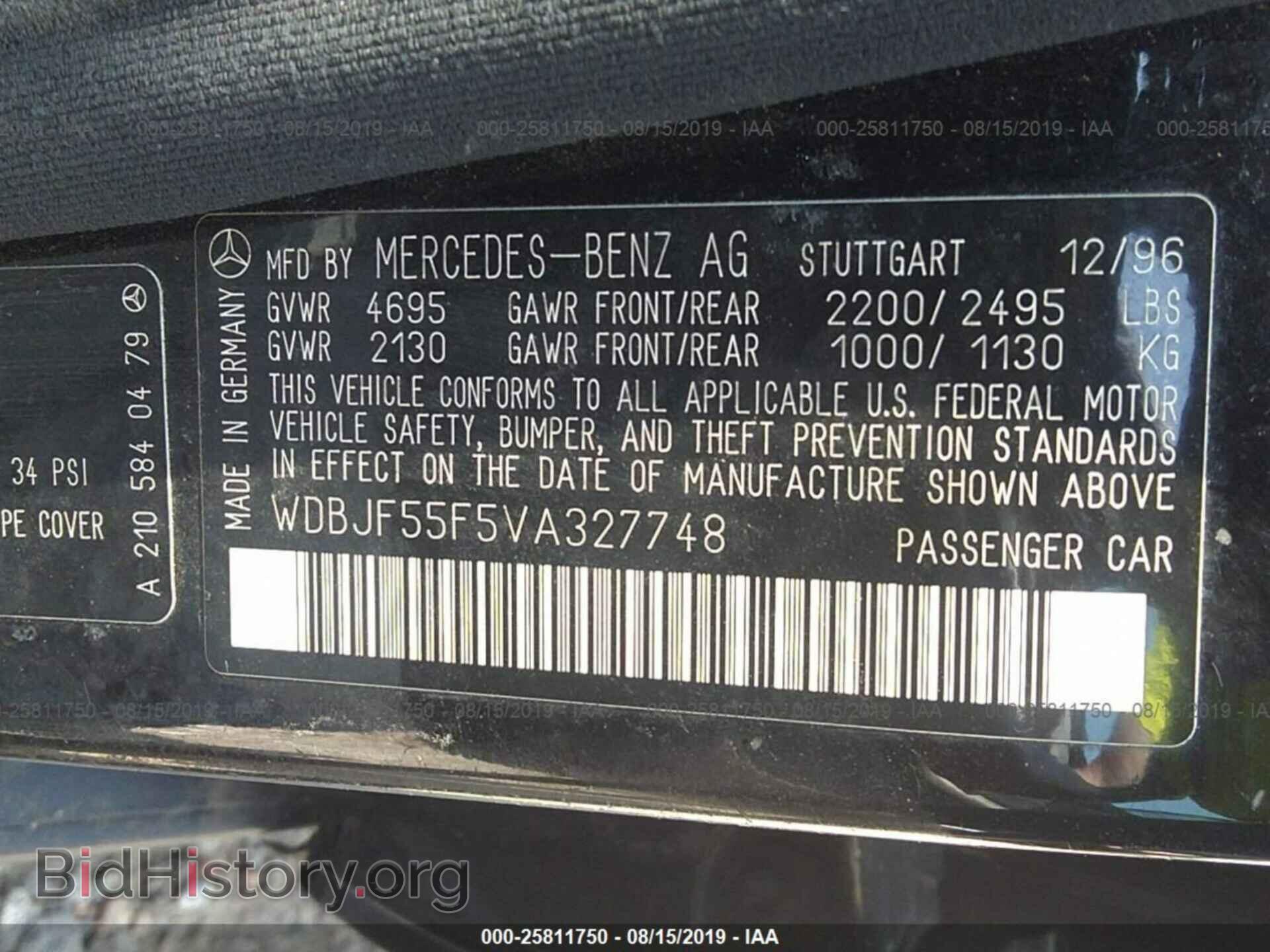 1997 MERCEDES-BENZ E - VIN: WDBJF55F5VA327748 - Фото 9