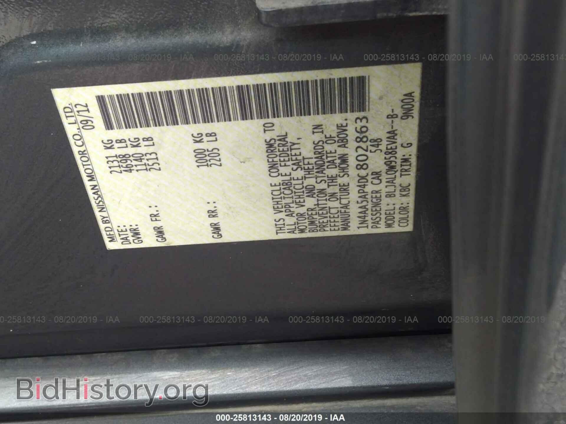 2013 NISSAN MAXIMA - VIN: 1N4AA5AP4DC802863 - Фото 9