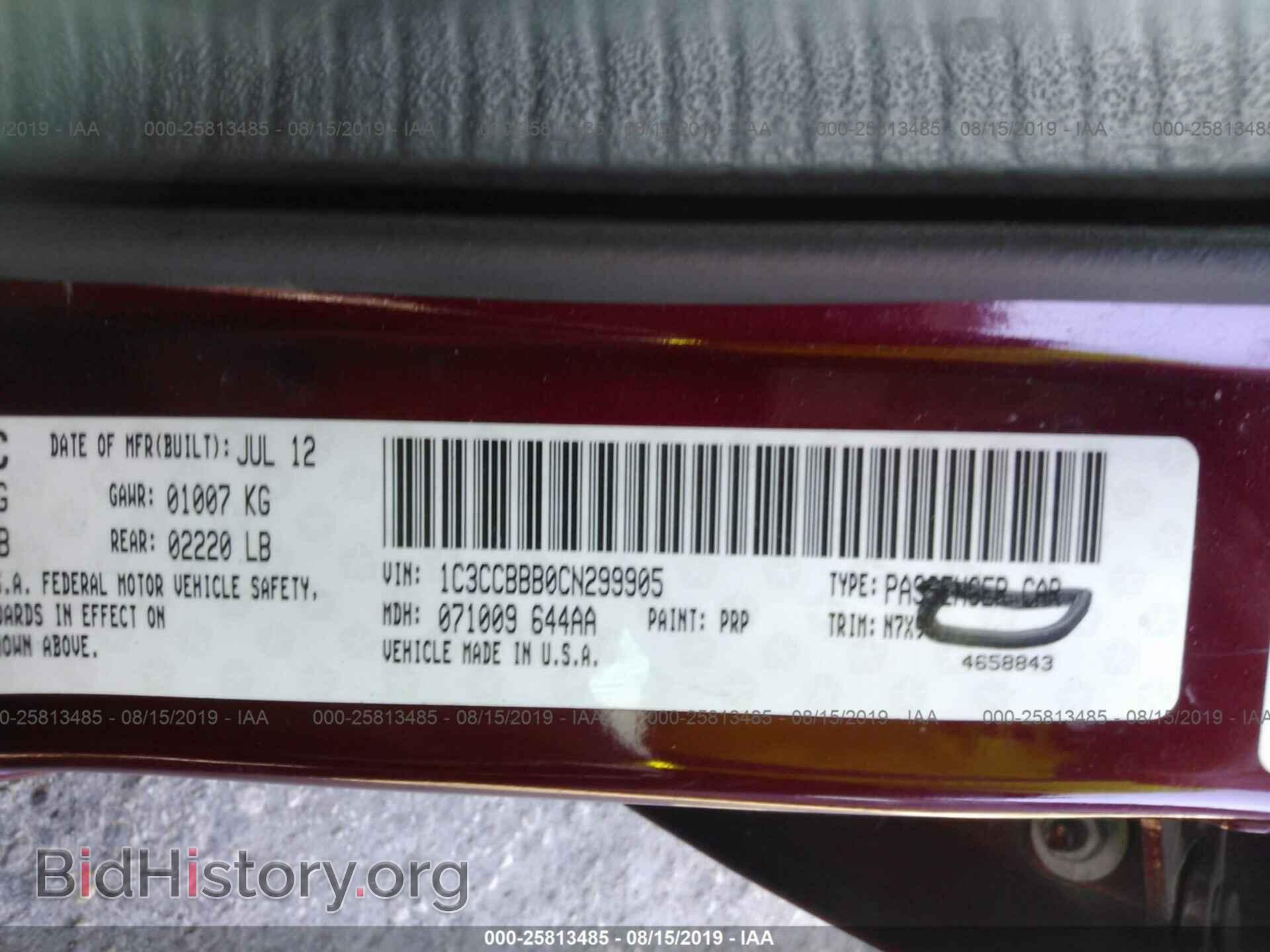 2012 CHRYSLER 200 - VIN: 1C3CCBBB0CN299905 - Фото 9