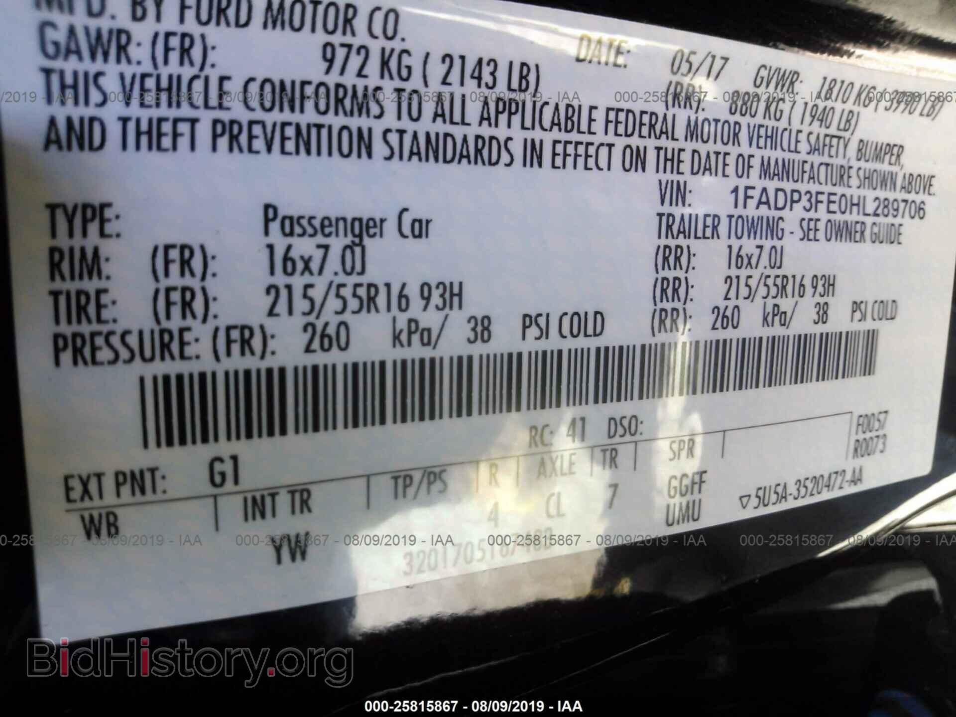 2017 FORD FOCUS - VIN: 1FADP3FE0HL289706 - Фото 9