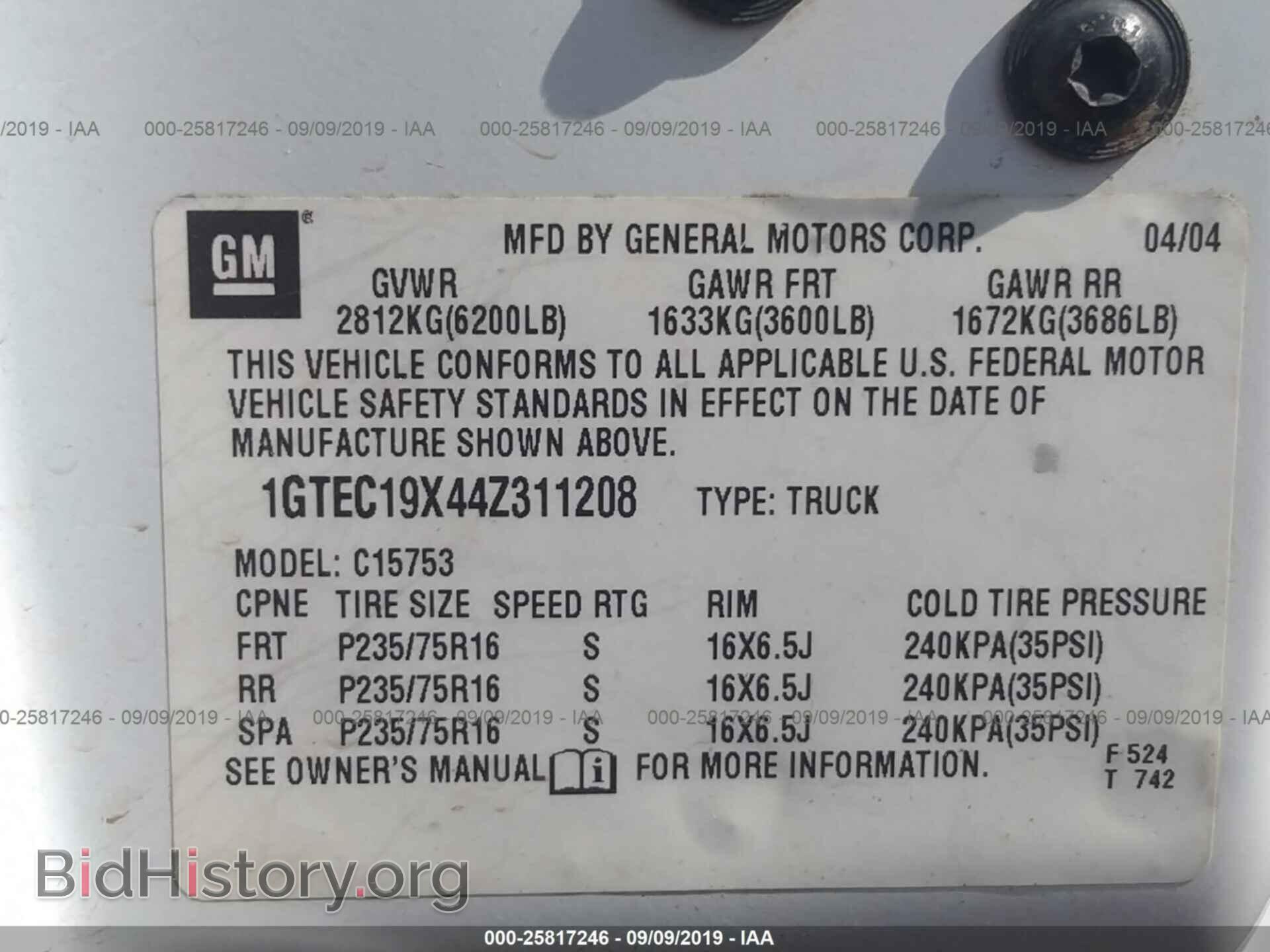 2004 GMC NEW SIERRA - VIN: 1GTEC19X44Z311208 - Фото 9