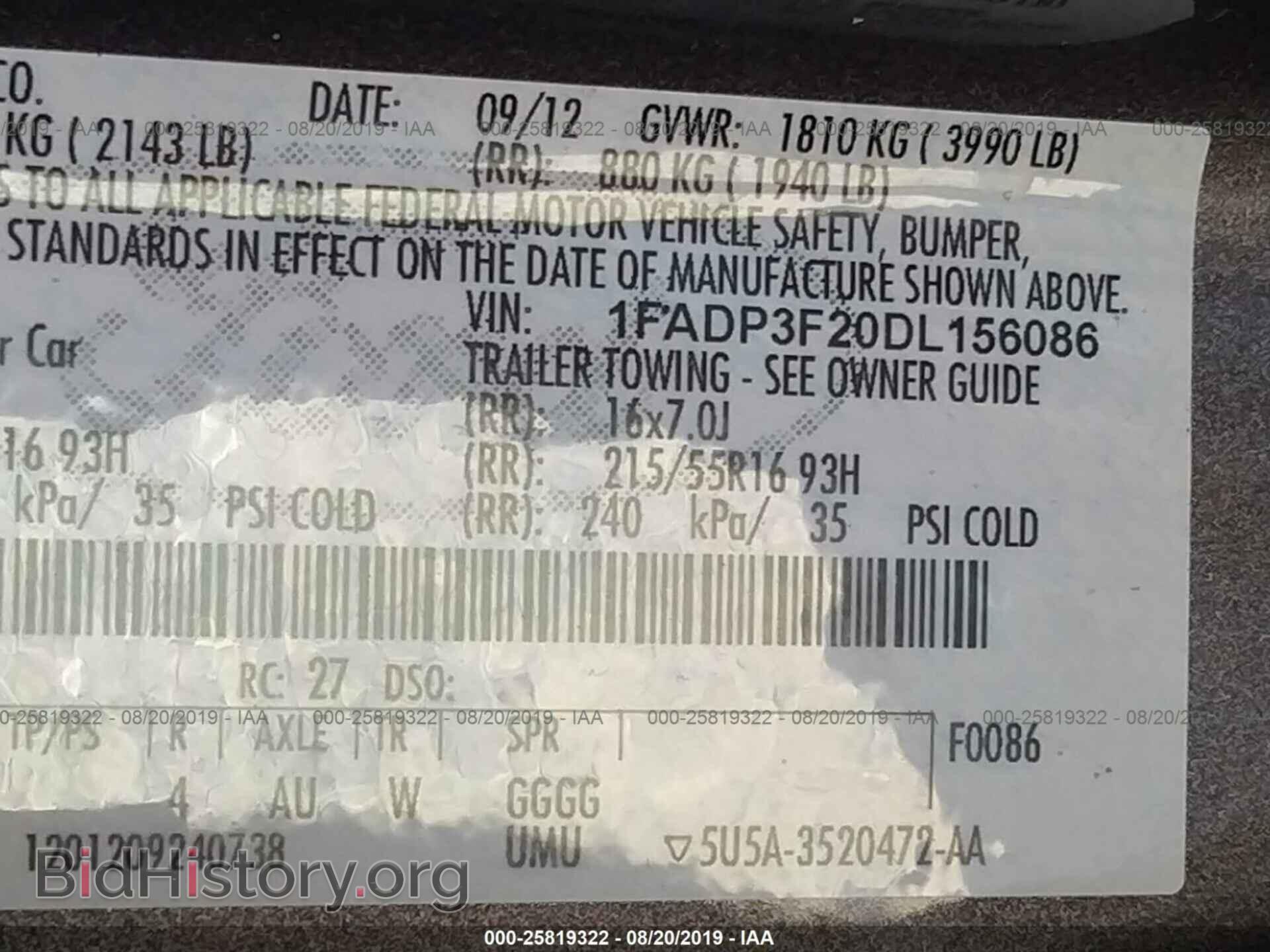 2013 FORD FOCUS - VIN: 1FADP3F20DL156086 - Фото 9