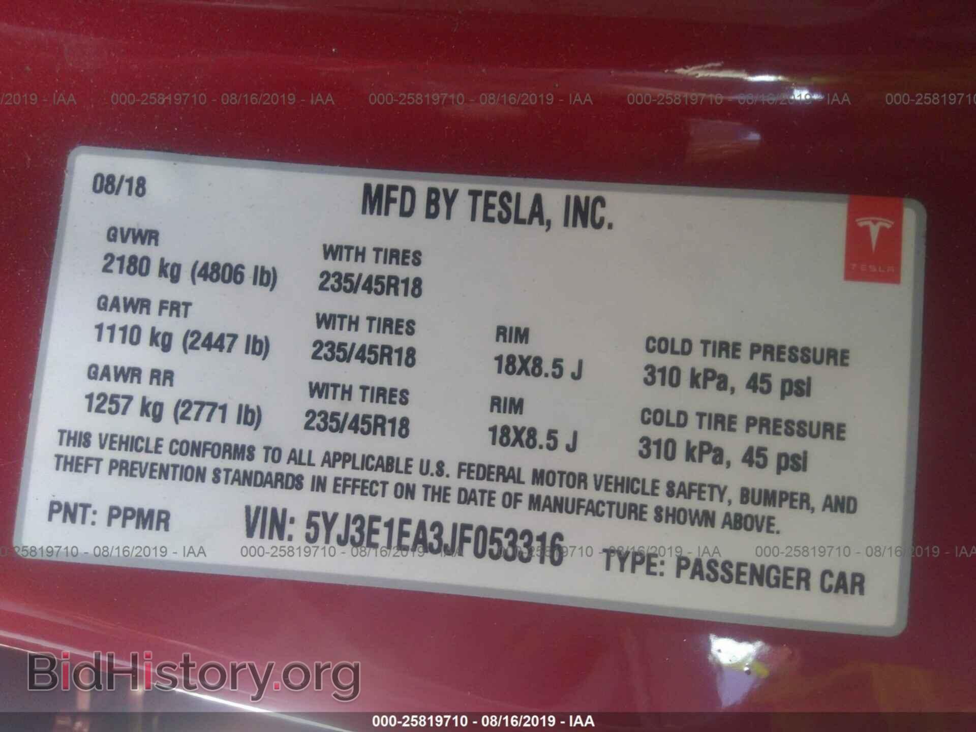 2018 TESLA MODEL 3 - VIN: 5YJ3E1EA3JF053316 - Фото 9