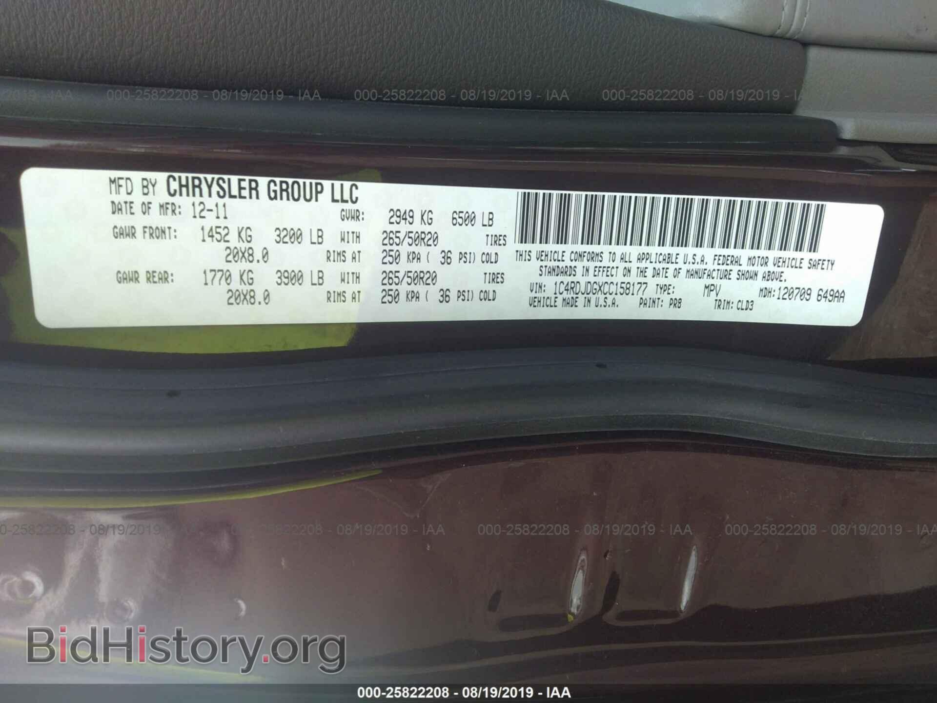 2012 DODGE DURANGO - VIN: 1C4RDJDGXCC158177 - Photo 9
