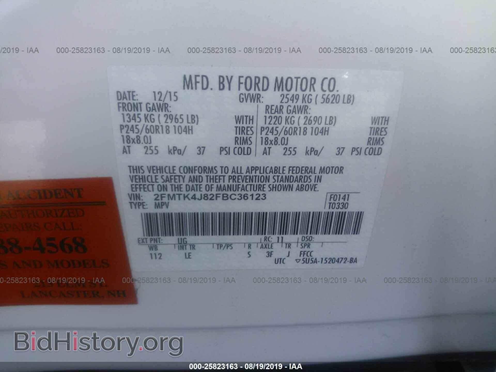 2015 FORD EDGE - VIN: 2FMTK4J82FBC36123 - Photo 9