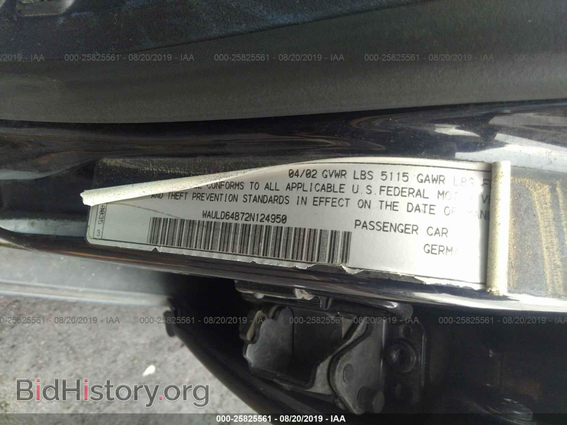 2002 AUDI A6 - VIN: WAULD64B72N124950 - Фото 9