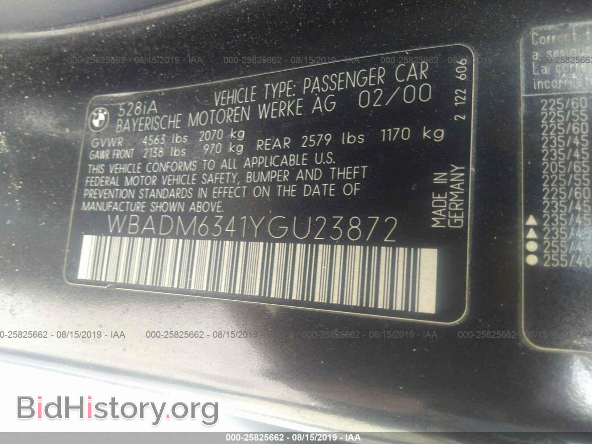 2000 BMW 528 - VIN: WBADM6341YGU23872 - Фото 9