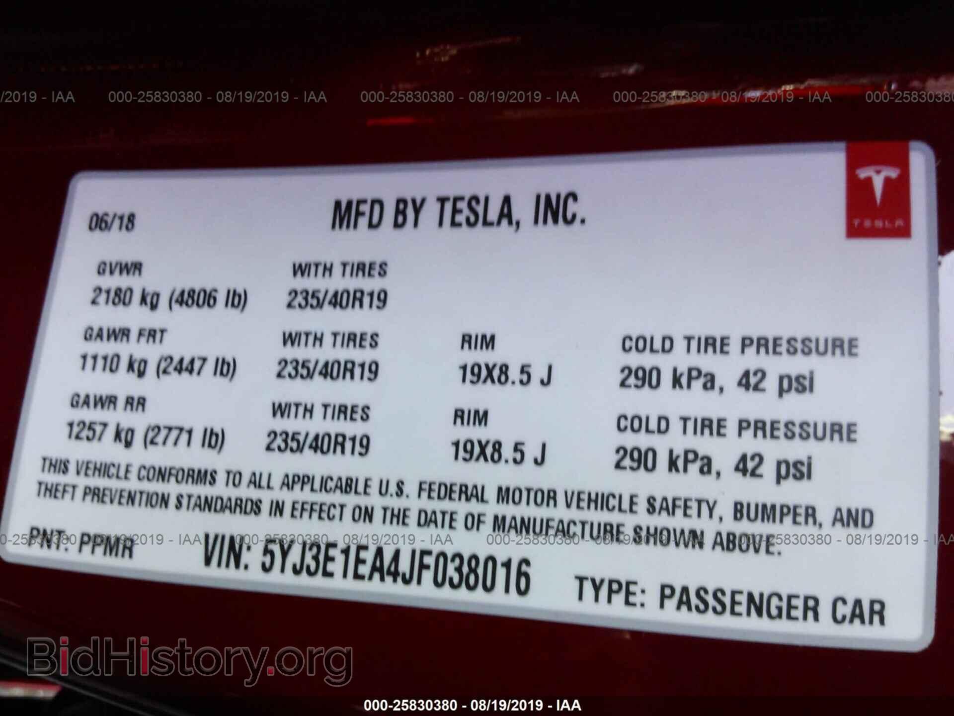 2018 TESLA MODEL 3 - VIN: 5YJ3E1EA4JF038016 - Photo 9