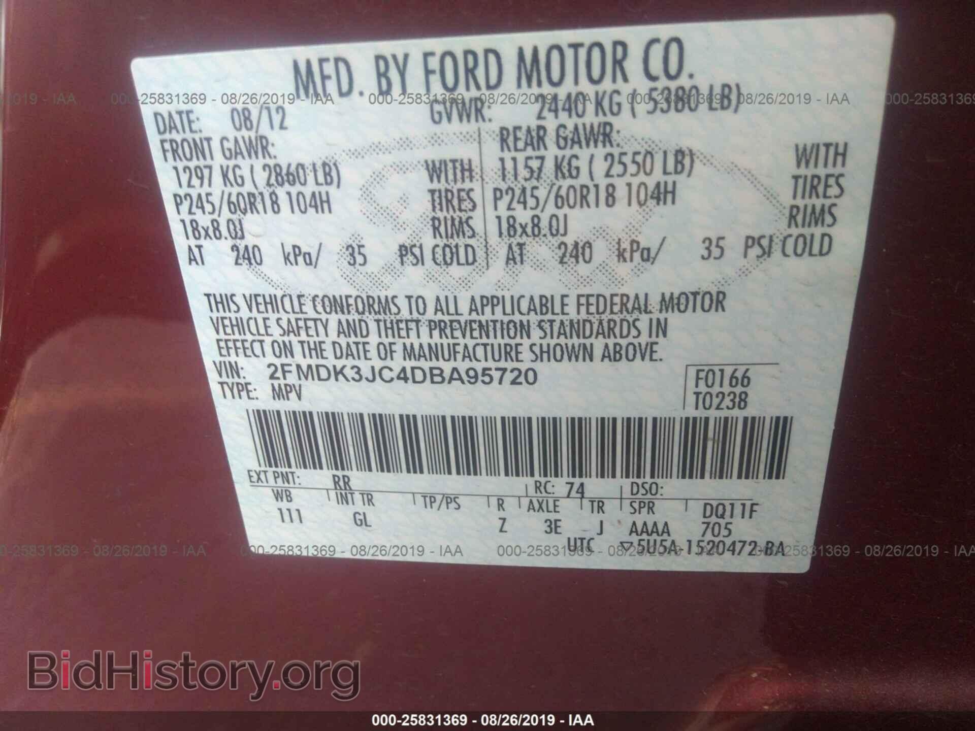 2013 FORD EDGE - VIN: 2FMDK3JC4DBA95720 - Фото 9