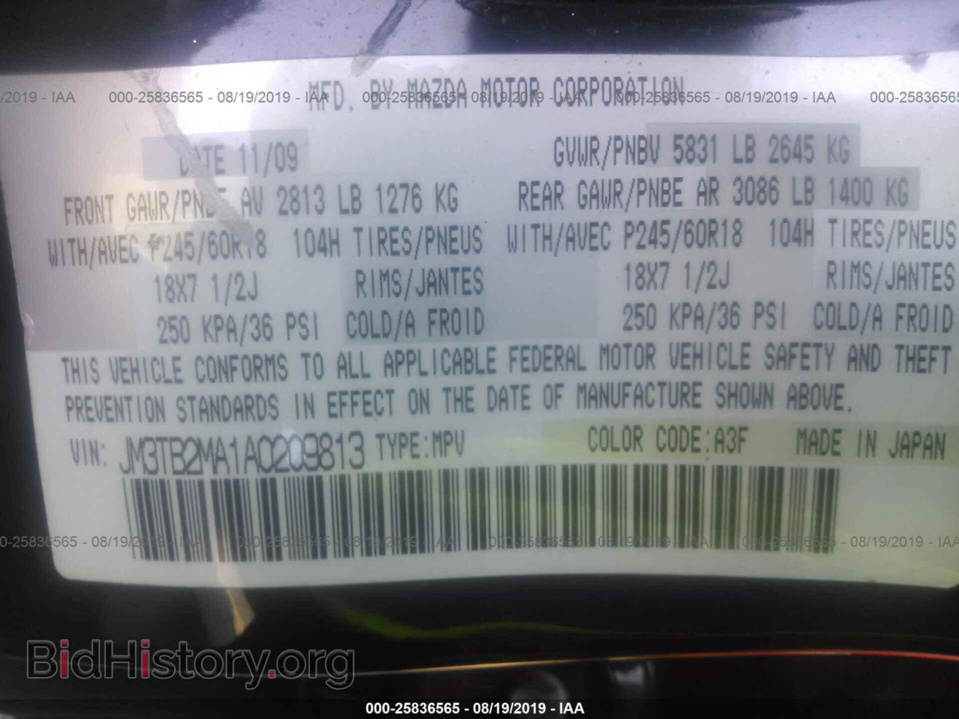2010 MAZDA CX-9 - VIN: JM3TB2MA1A0209813 - Фото 9