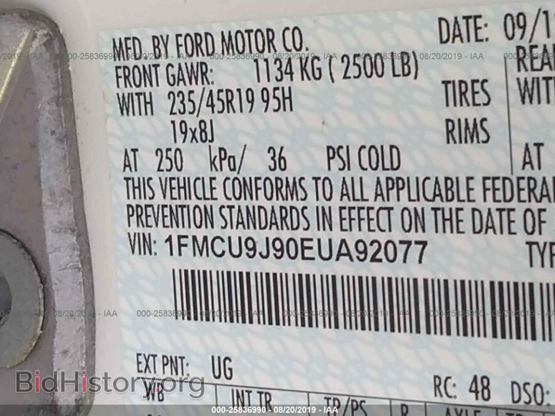 2014 FORD ESCAPE - VIN: 1FMCU9J90EUA92077 - Photo 9