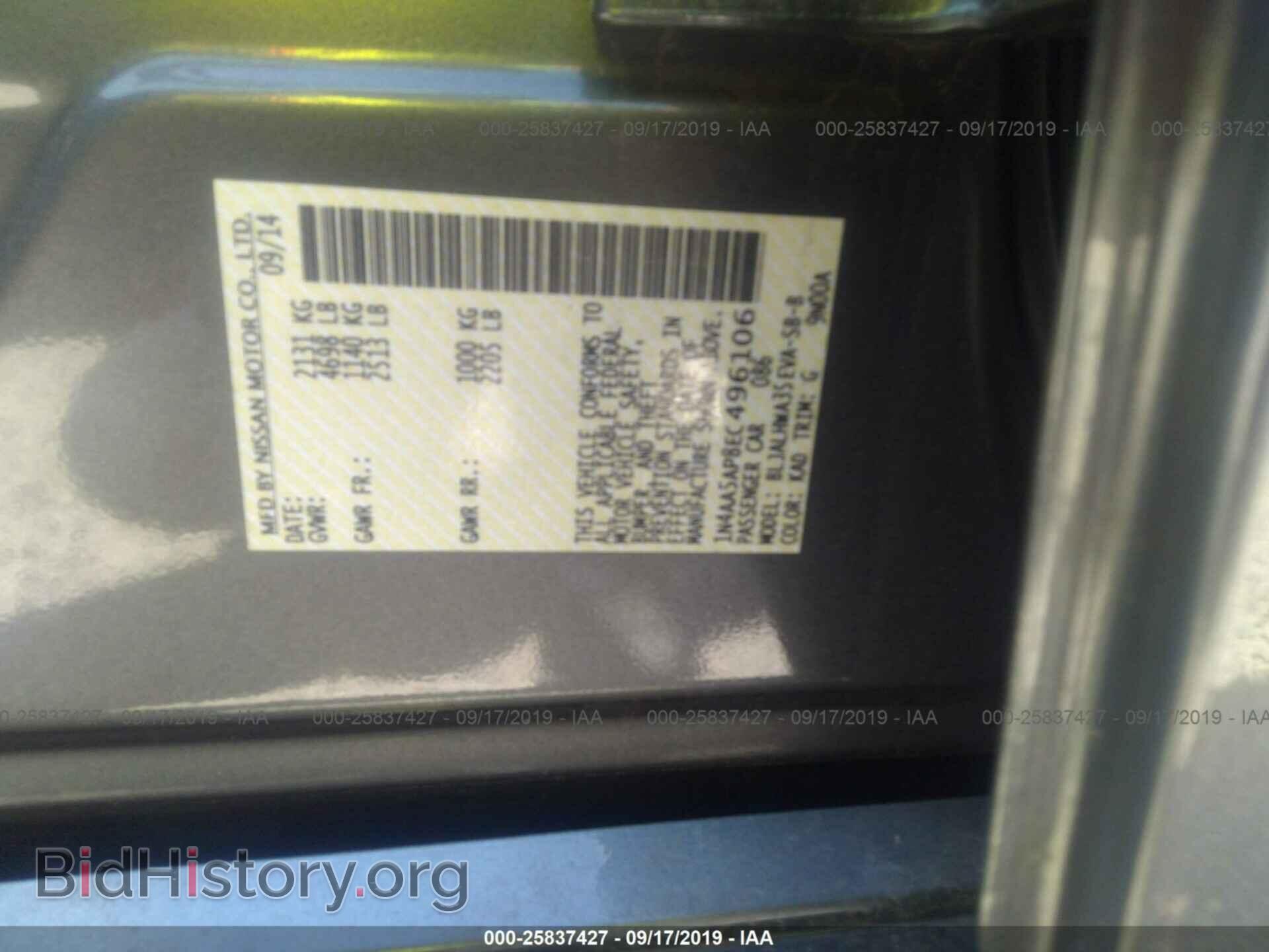 2014 NISSAN MAXIMA - VIN: 1N4AA5AP8EC496106 - Фото 9