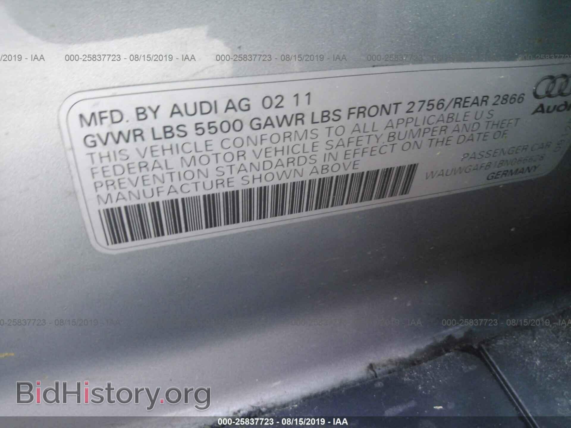 2011 AUDI A6 - VIN: WAUWGAFB1BN066628 - Фото 9