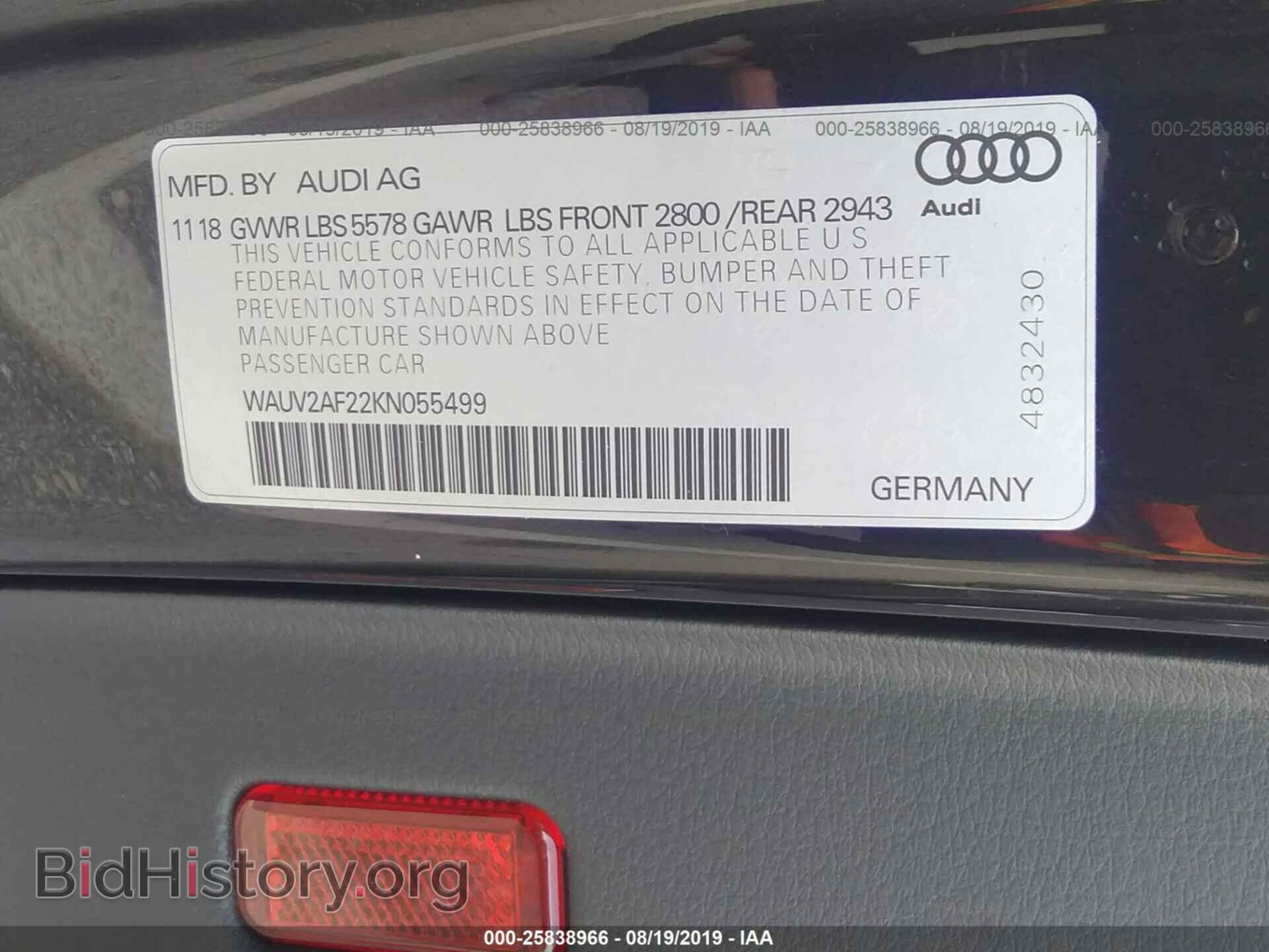 2019 AUDI A7 - VIN: WAUV2AF22KN055499 - Фото 9