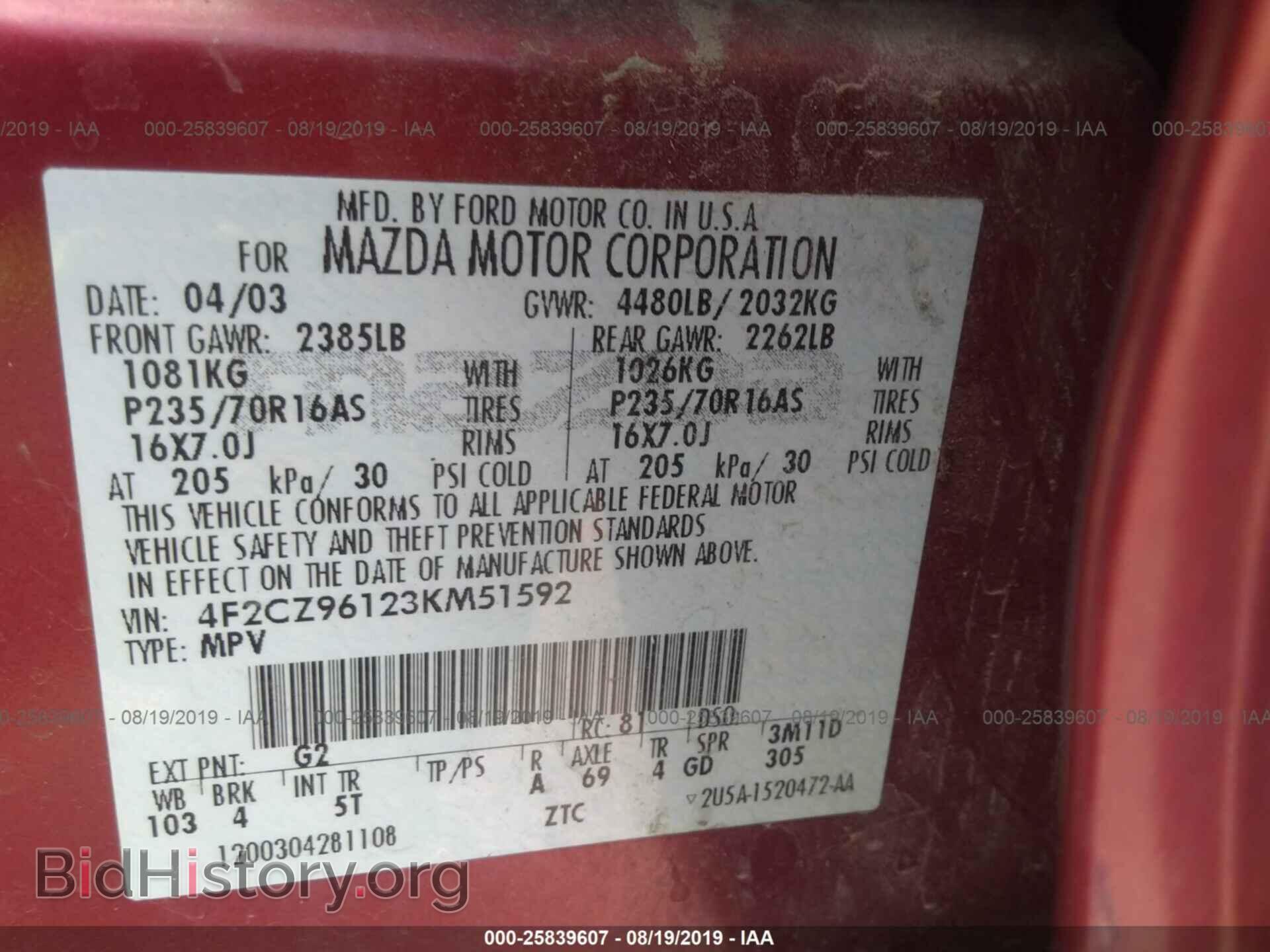 2003 MAZDA TRIBUTE - VIN: 4F2CZ96123KM51592 - Photo 9