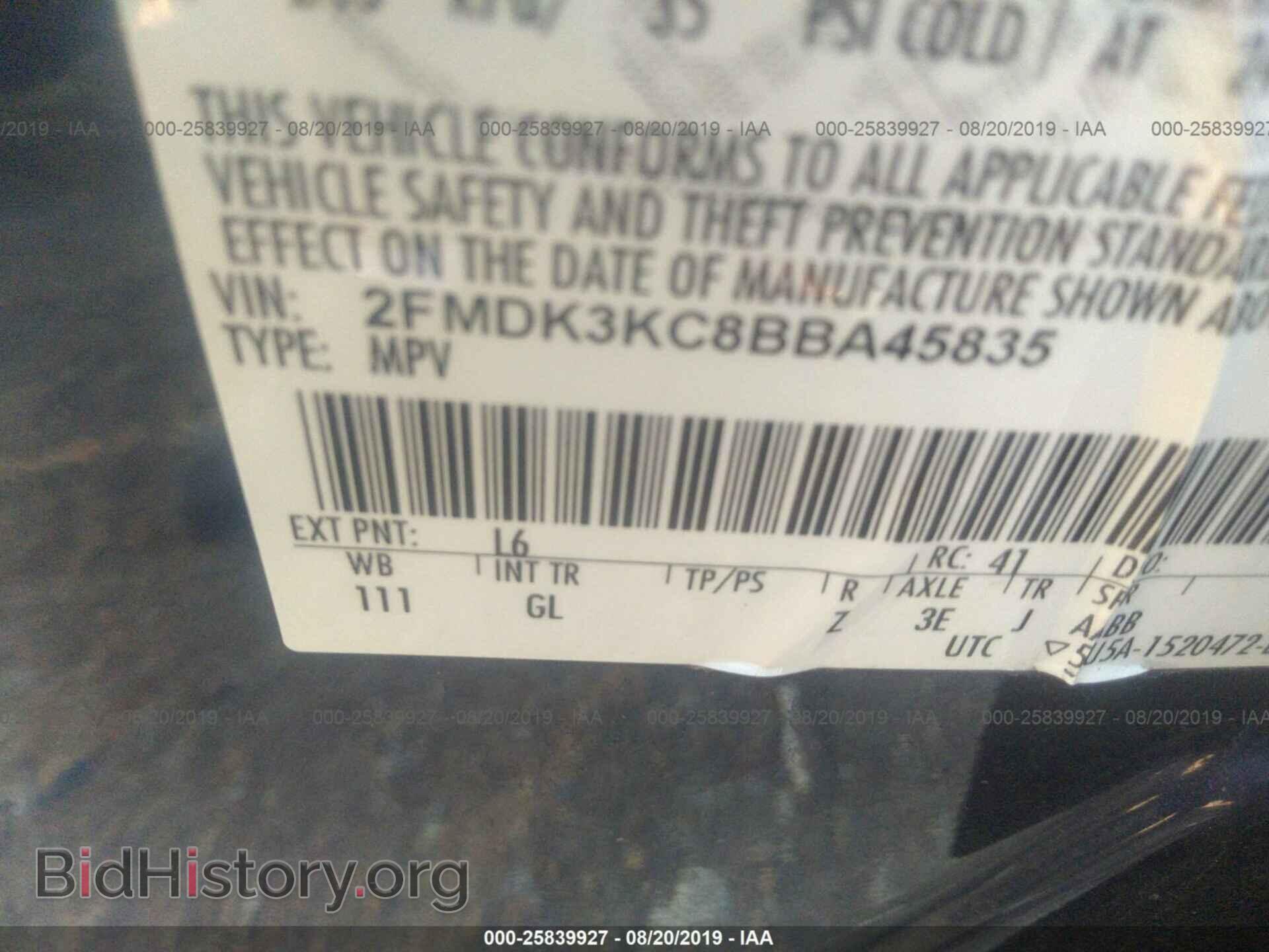 2011 FORD EDGE - VIN: 2FMDK3KC8BBA45835 - Фото 9