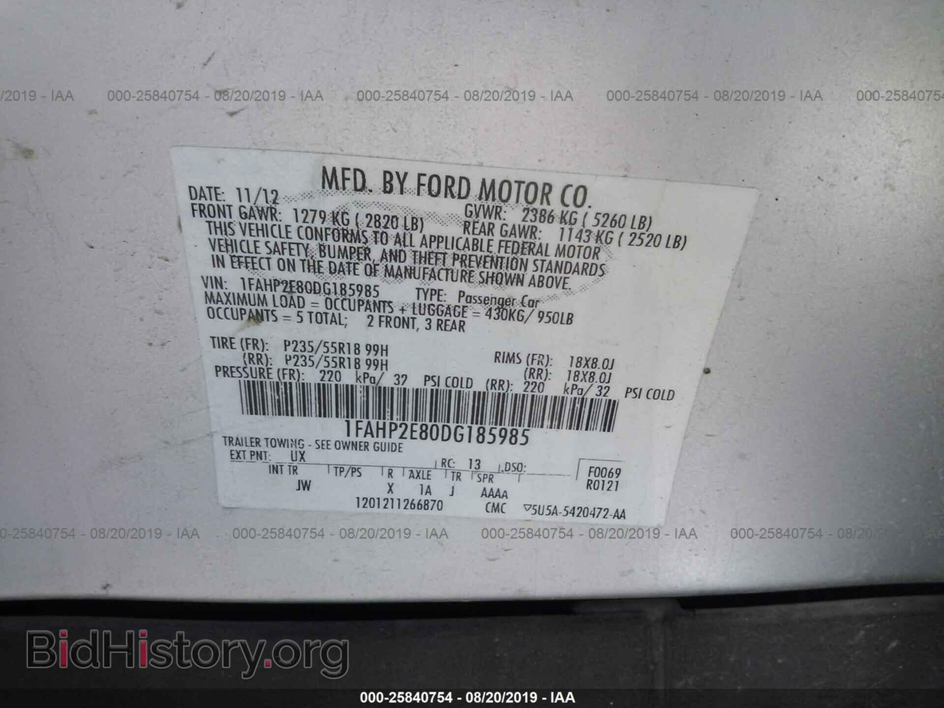 2013 FORD TAURUS - VIN: 1FAHP2E80DG185985 - Фото 9