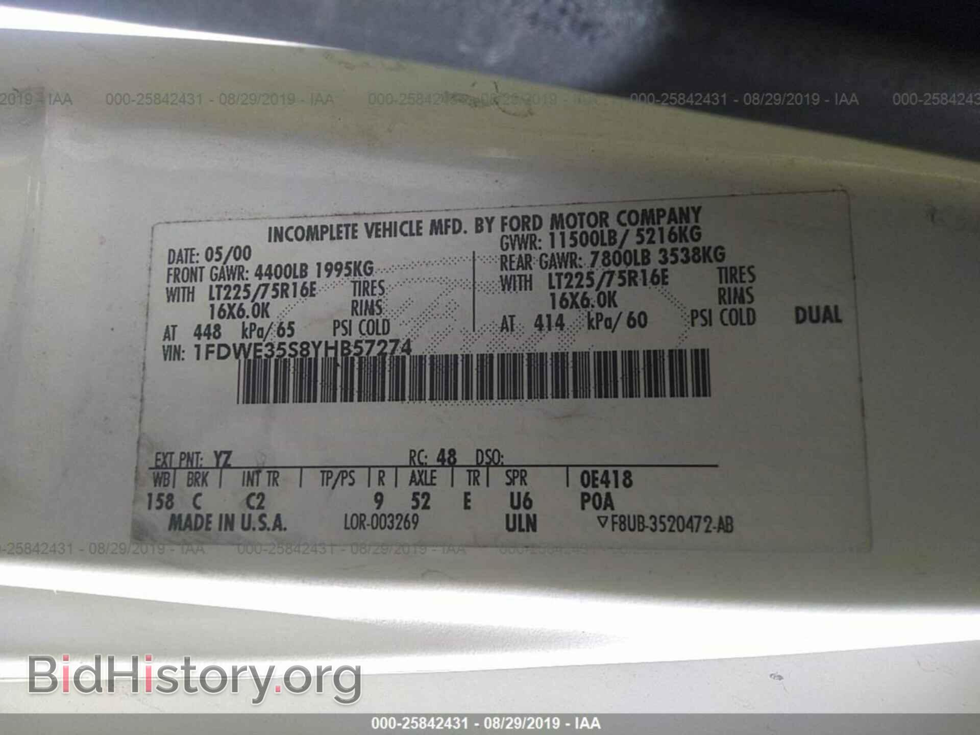 2000 FORD ECONOLINE - VIN: 1FDWE35S8YHB57274 - Фото 9