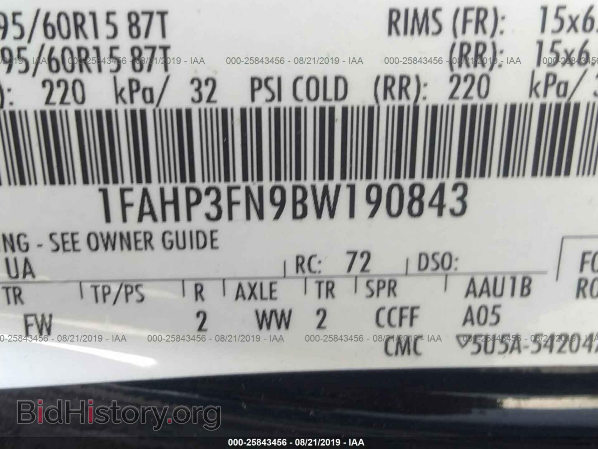 2011 FORD FOCUS - VIN: 1FAHP3FN9BW190843 - Фото 9