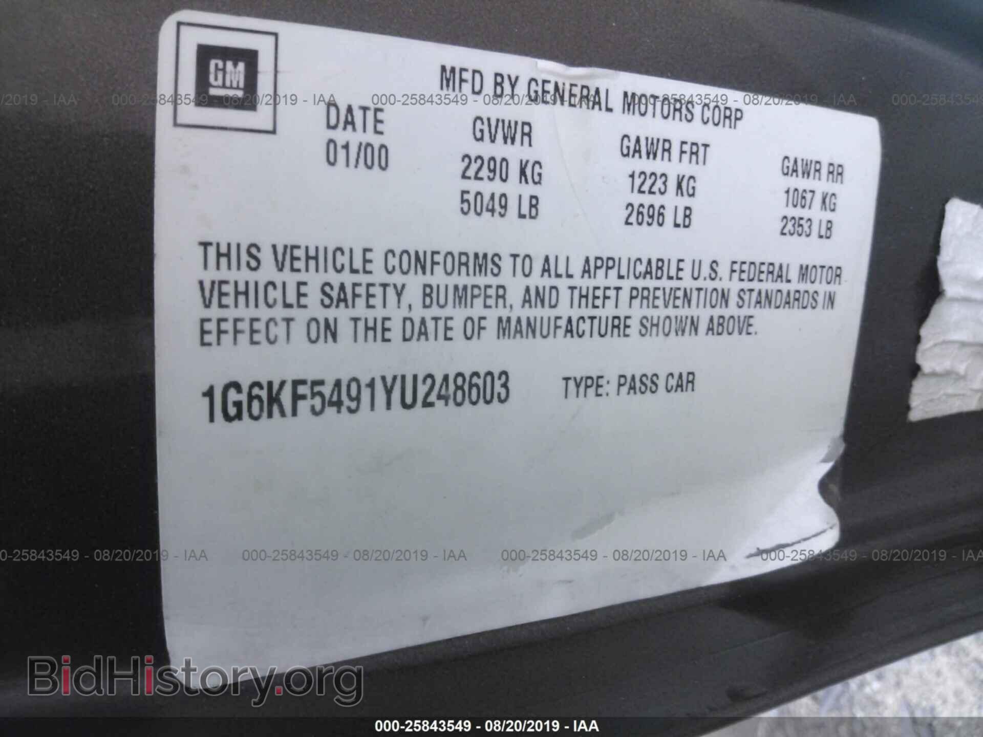 2000 CADILLAC DEVILLE - VIN: 1G6KF5491YU248603 - Photo 9