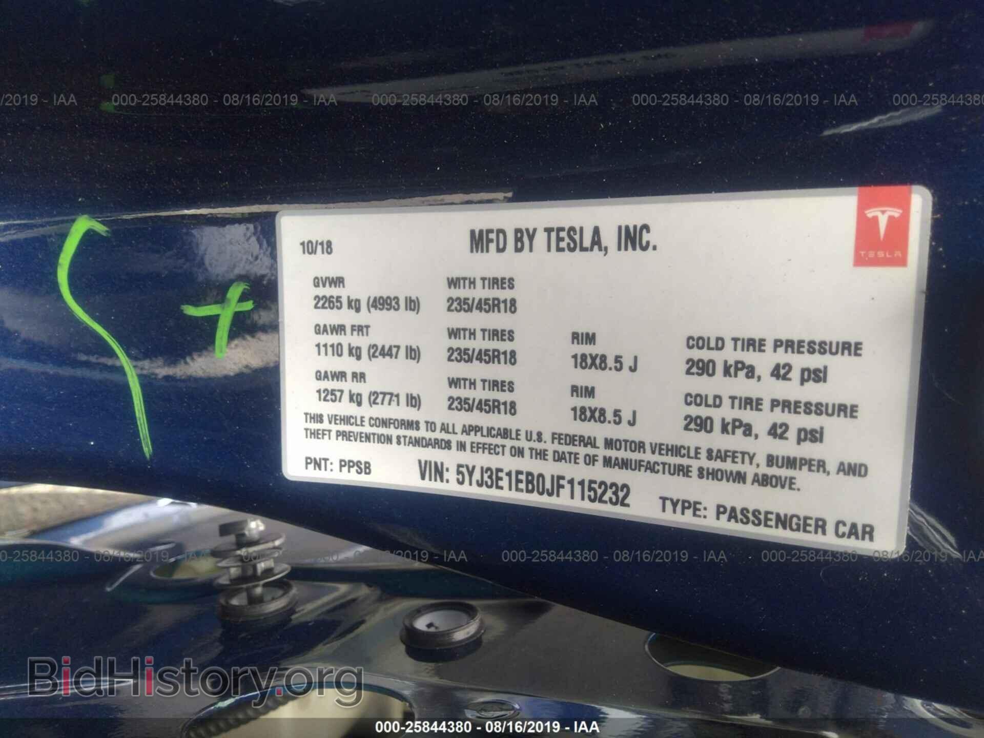 2018 TESLA MODEL 3 - VIN: 5YJ3E1EB0JF115232 - Photo 9