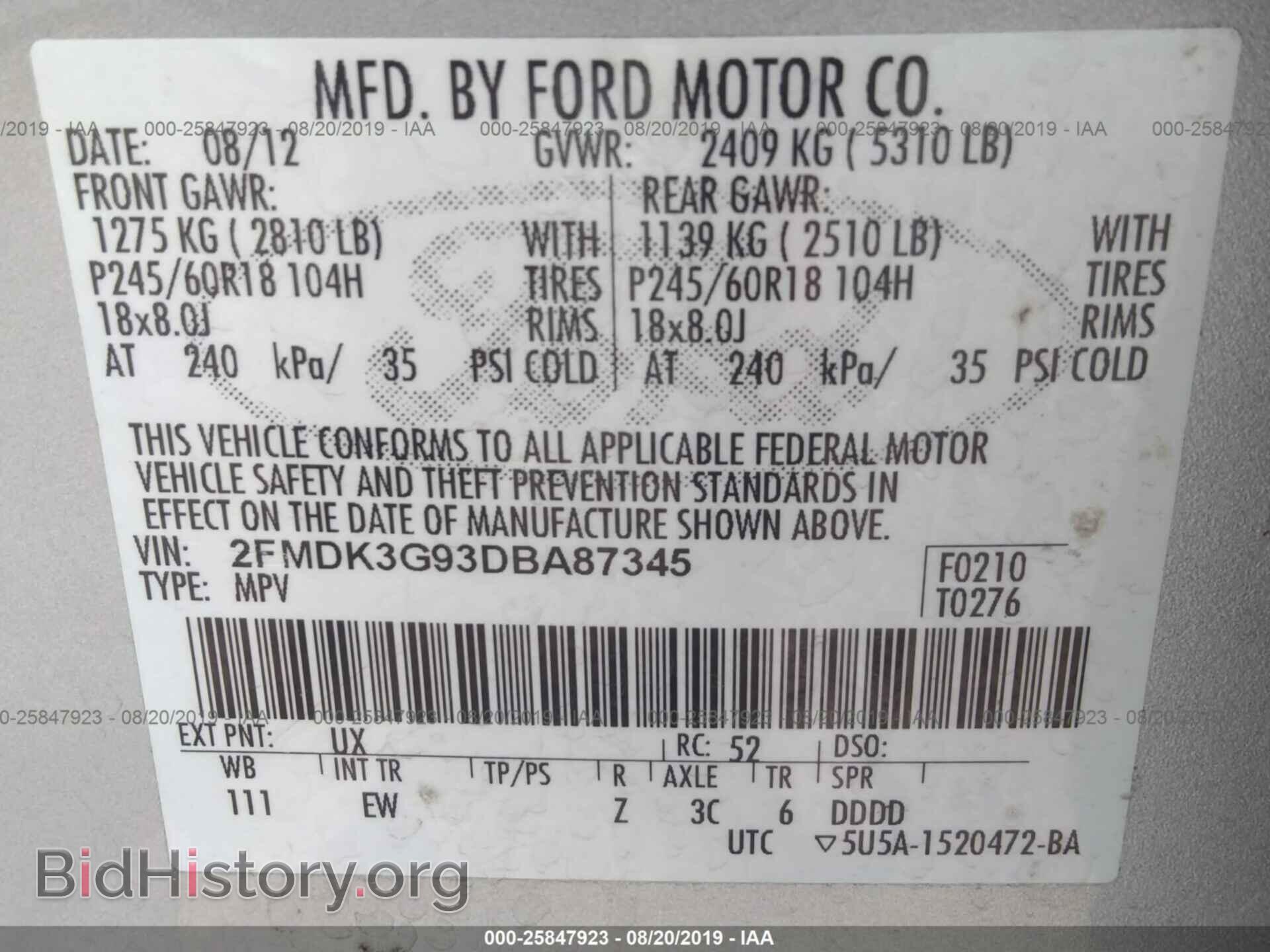 2013 FORD EDGE - VIN: 2FMDK3G93DBA87345 - Photo 9