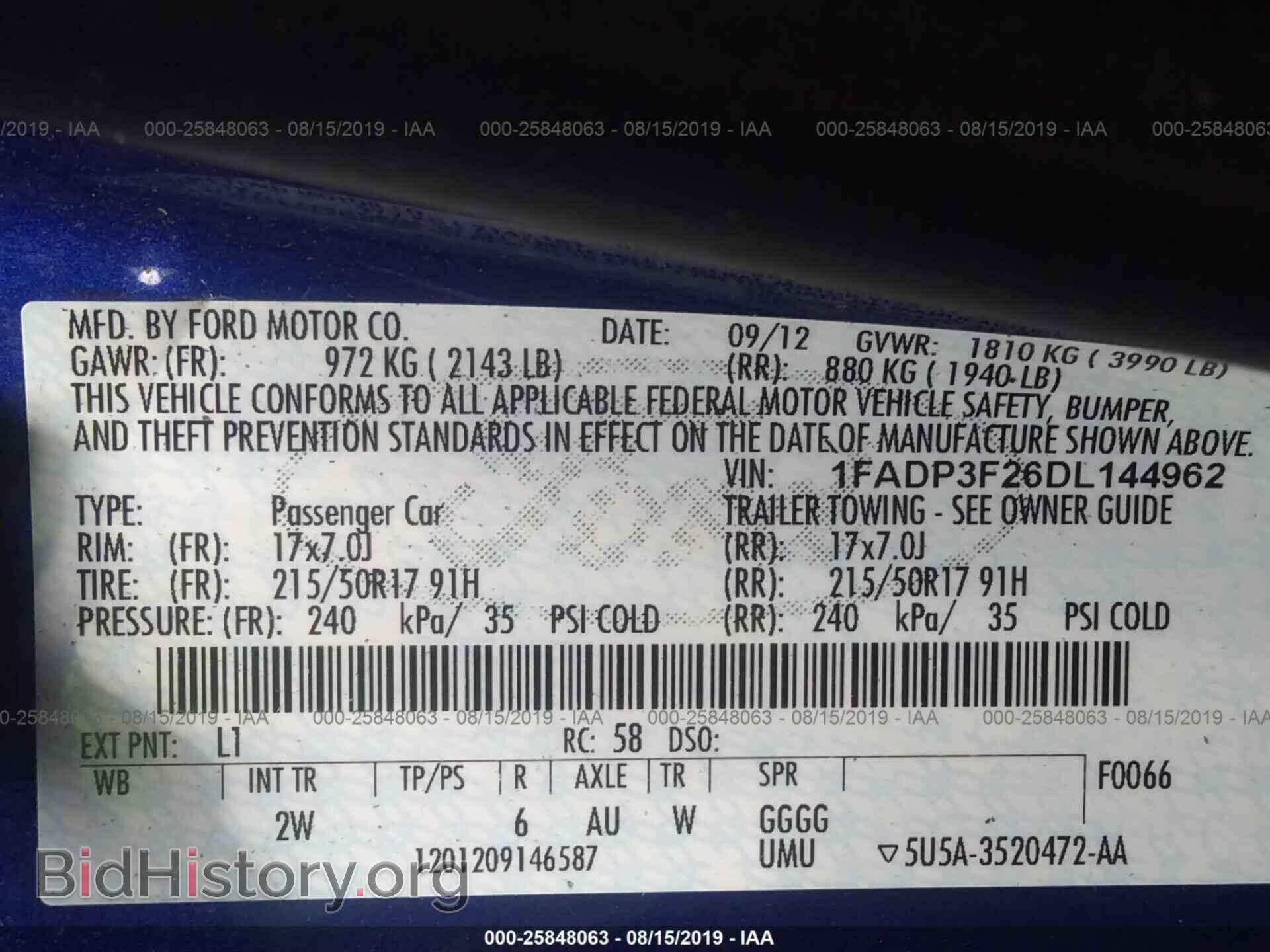 2013 FORD FOCUS - VIN: 1FADP3F26DL144962 - Photo 9