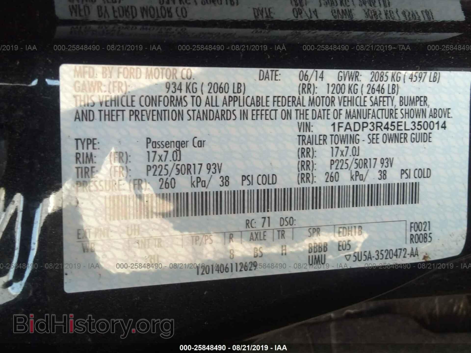 2014 FORD FOCUS - VIN: 1FADP3R45EL350014 - Фото 9