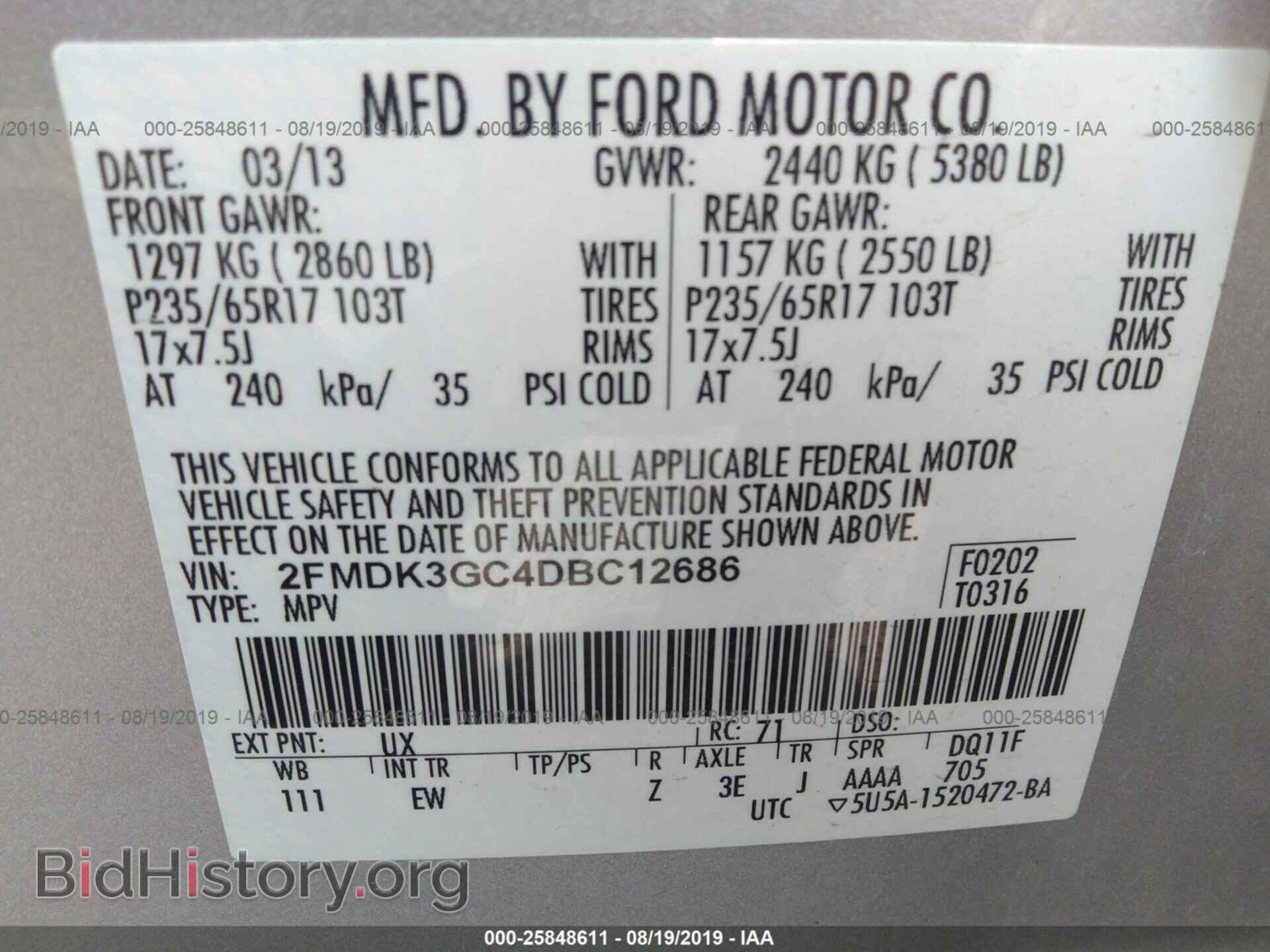 2013 FORD EDGE - VIN: 2FMDK3GC4DBC12686 - Фото 9