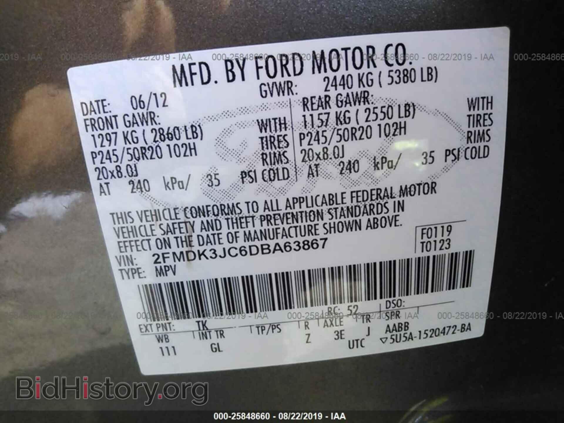 2013 FORD EDGE - VIN: 2FMDK3JC6DBA63867 - Фото 9