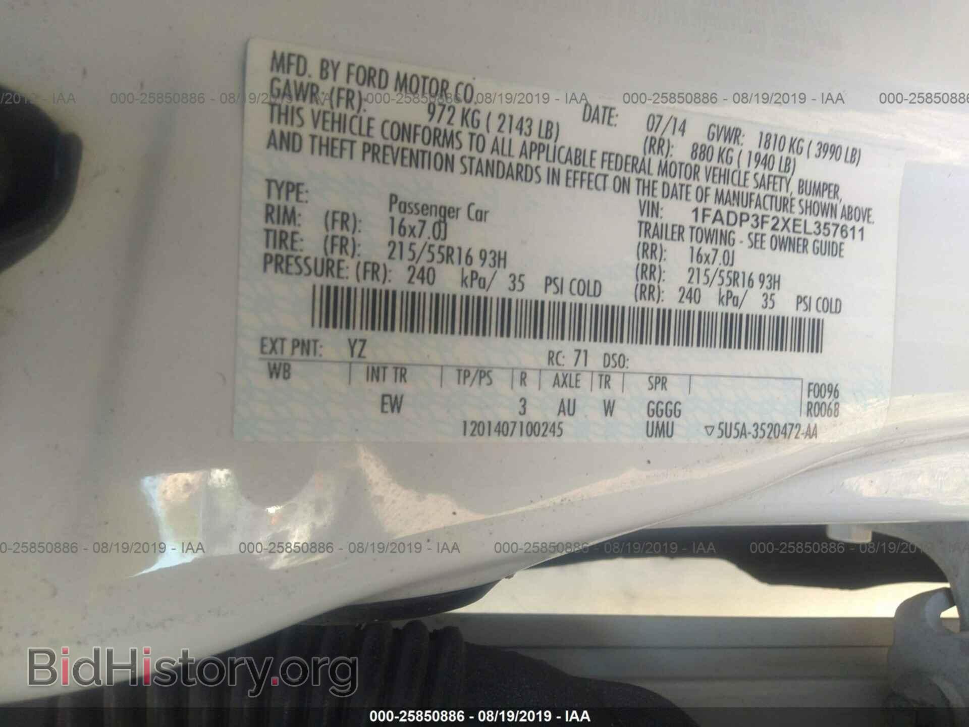 2014 FORD FOCUS - VIN: 1FADP3F2XEL357611 - Фото 9