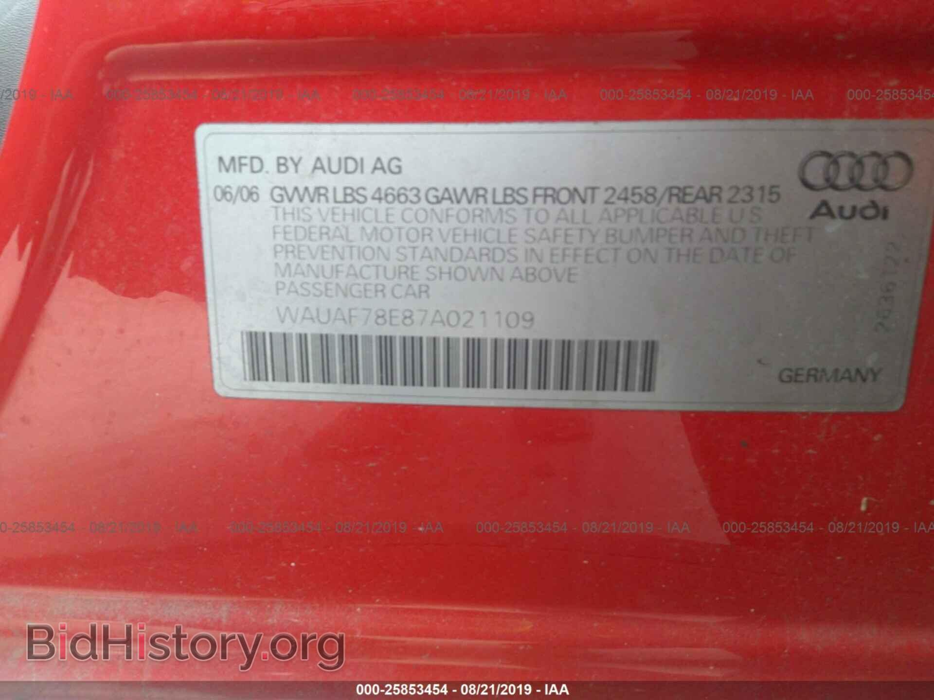 2007 AUDI A4 - VIN: WAUAF78E87A021109 - Фото 9