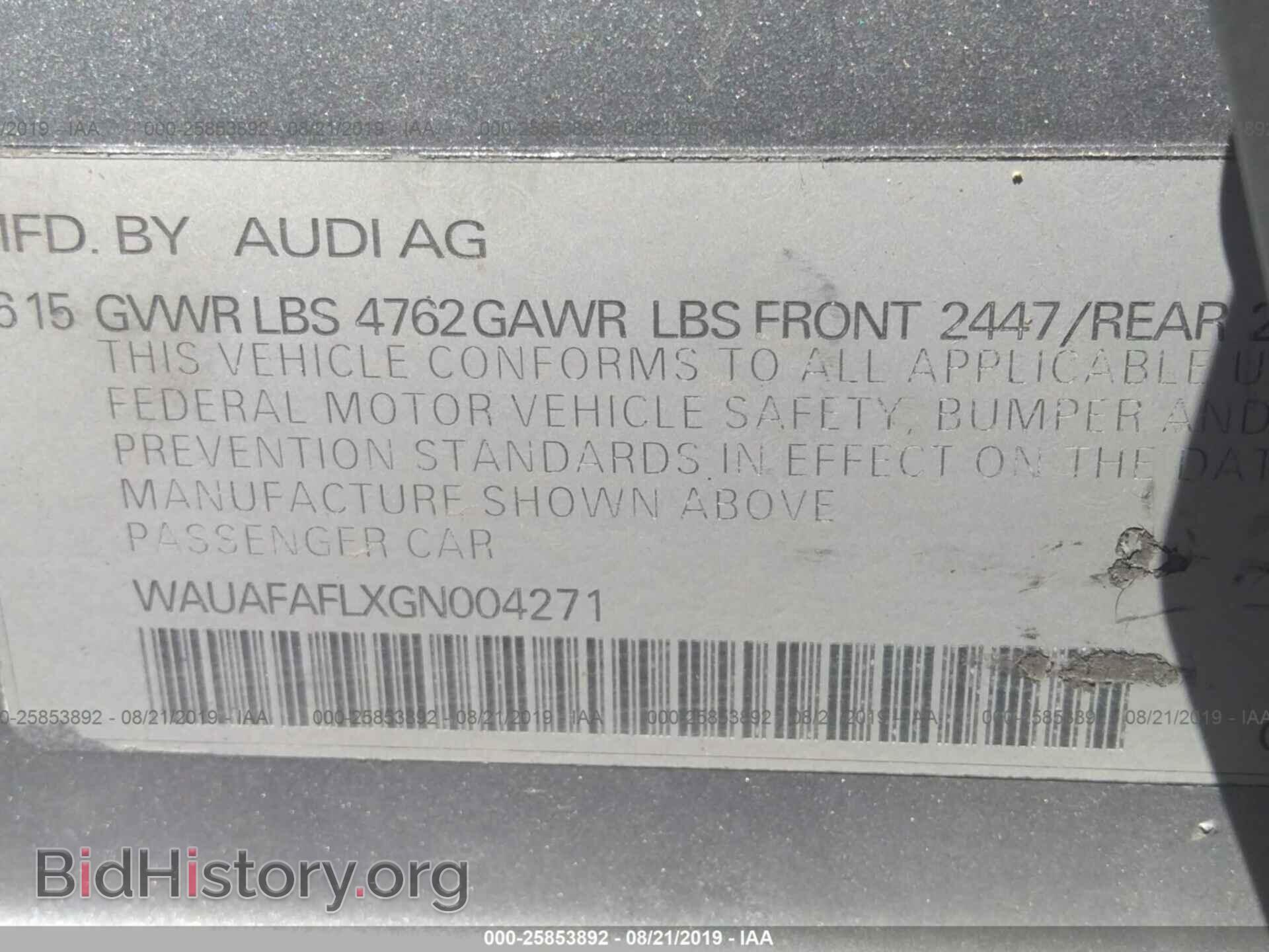 2016 AUDI A4 - VIN: WAUAFAFLXGN004271 - Photo 9