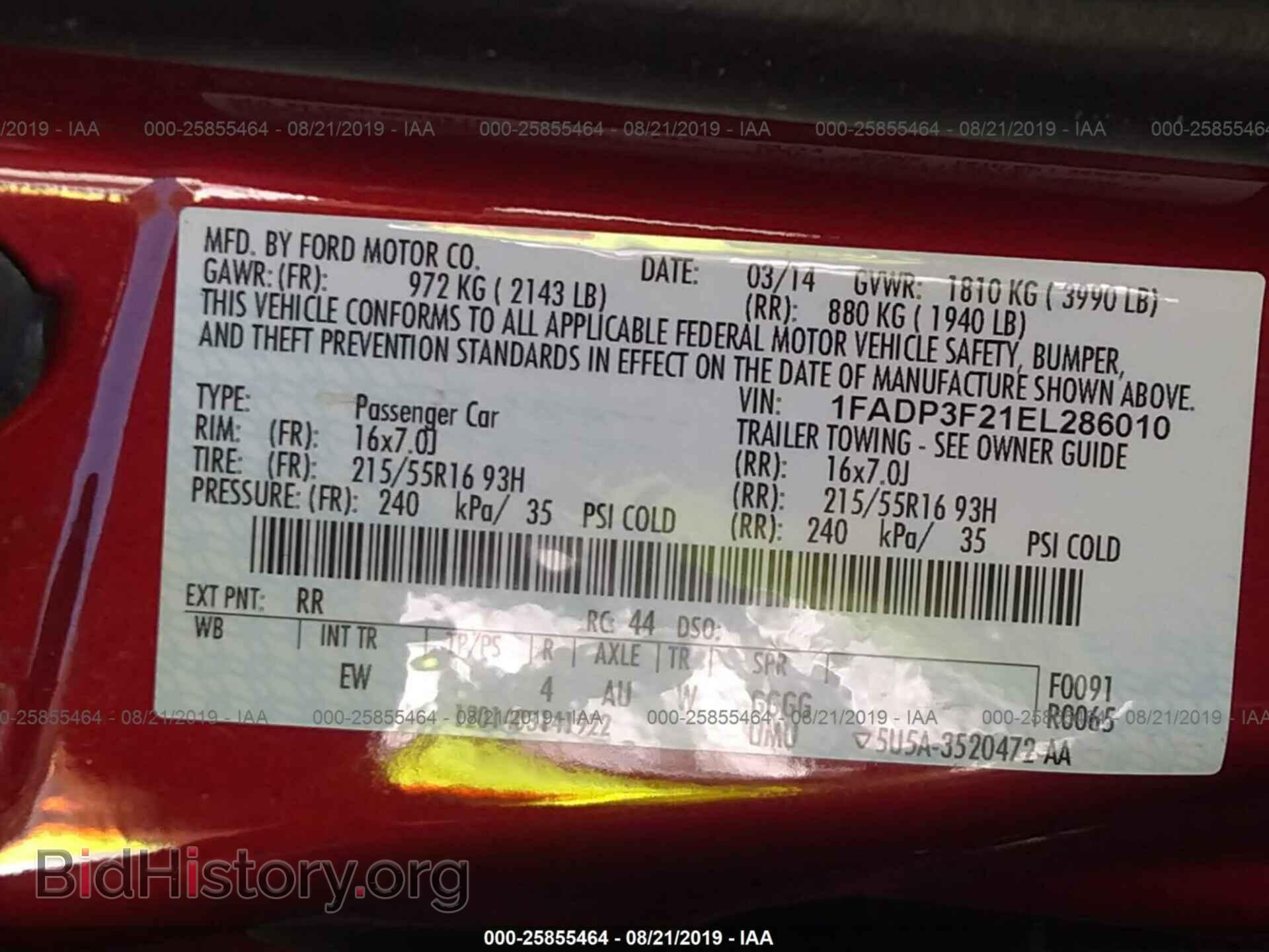 2014 FORD FOCUS - VIN: 1FADP3F21EL286010 - Фото 9