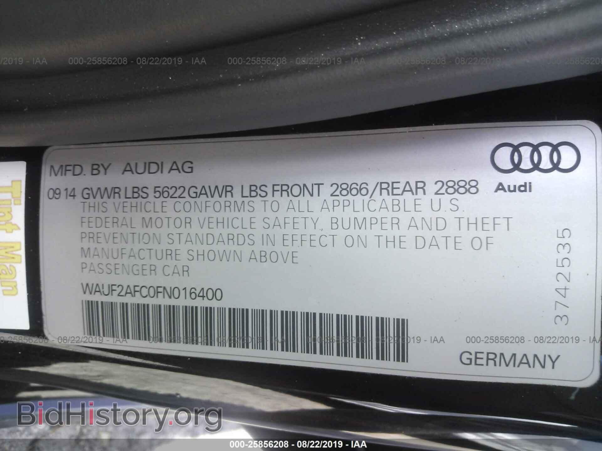 2015 AUDI S6 - VIN: WAUF2AFC0FN016400 - Фото 9