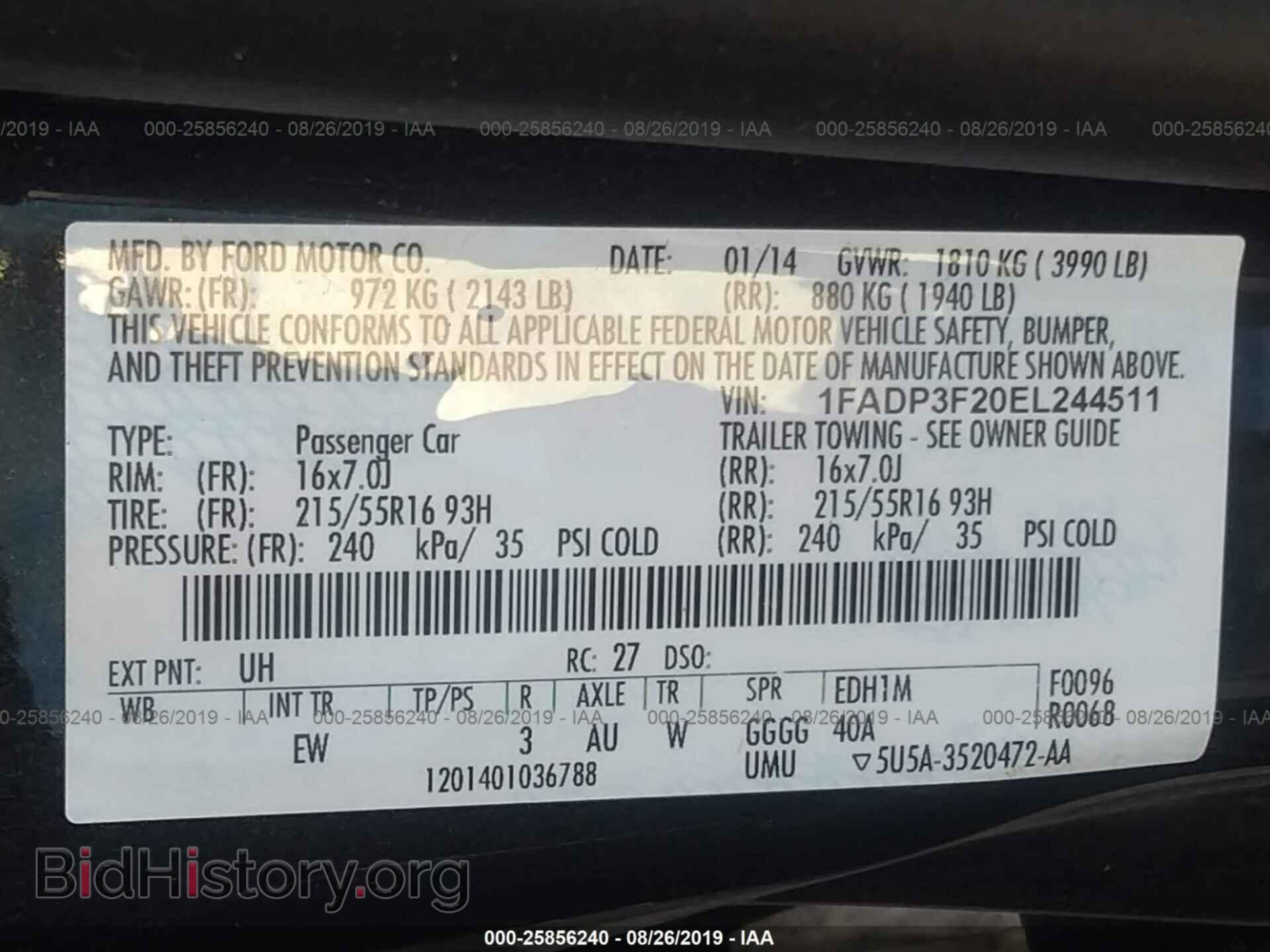 2014 FORD FOCUS - VIN: 1FADP3F20EL244511 - Фото 9