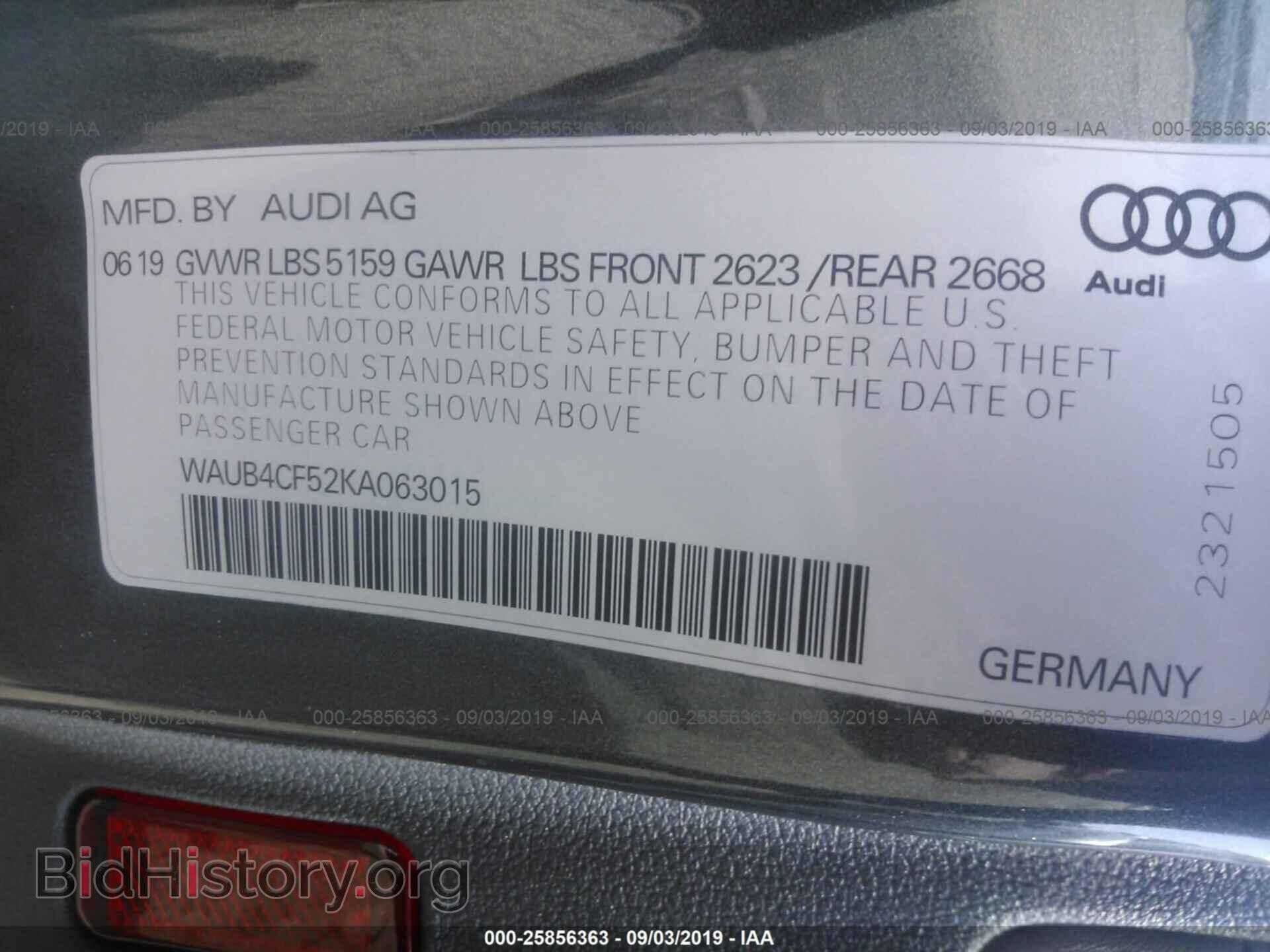 2019 AUDI S5 - VIN: WAUB4CF52KA063015 - Photo 9