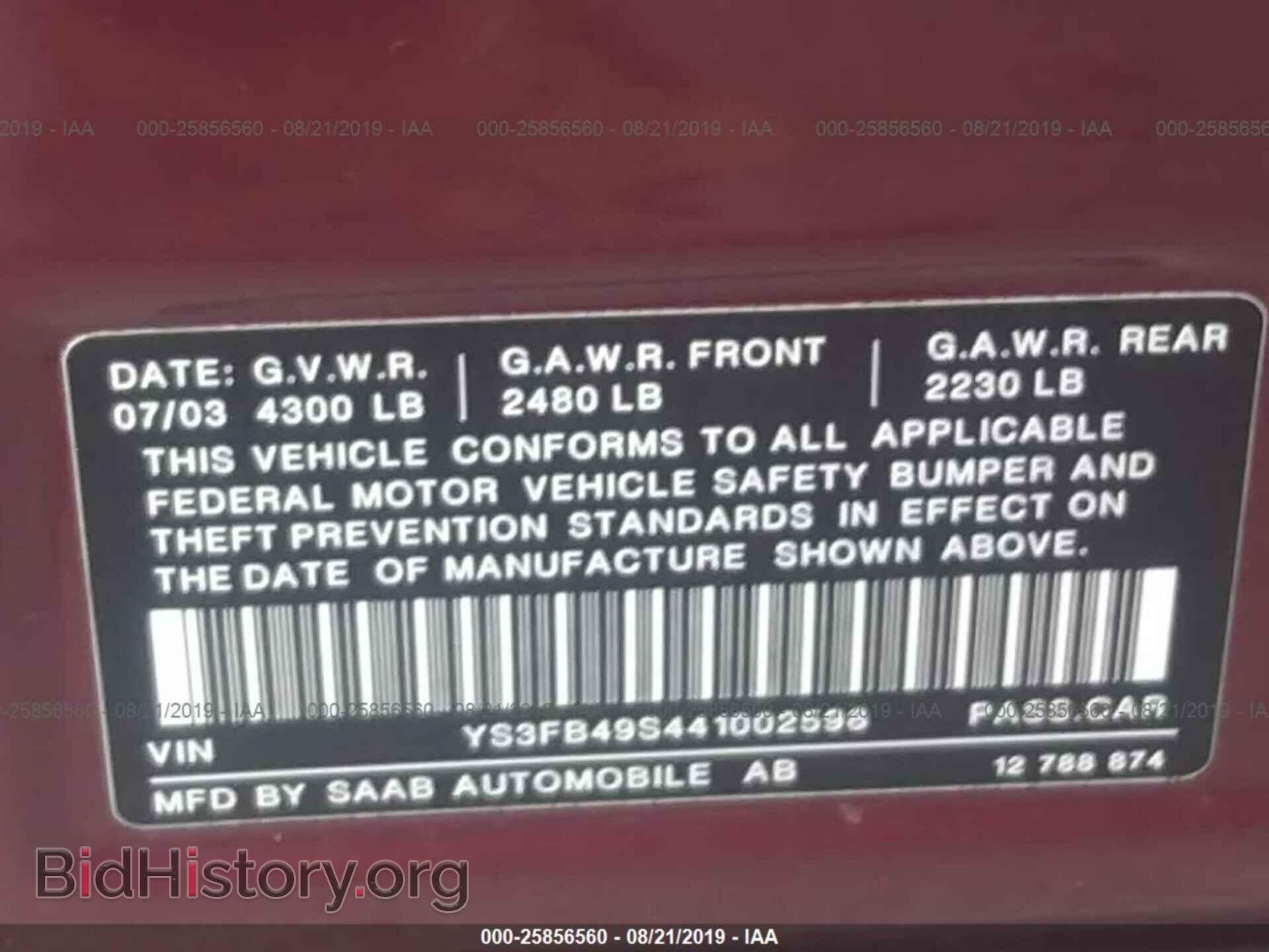 2004 SAAB 9-3 - VIN: YS3FB49S441002598 - Photo 9