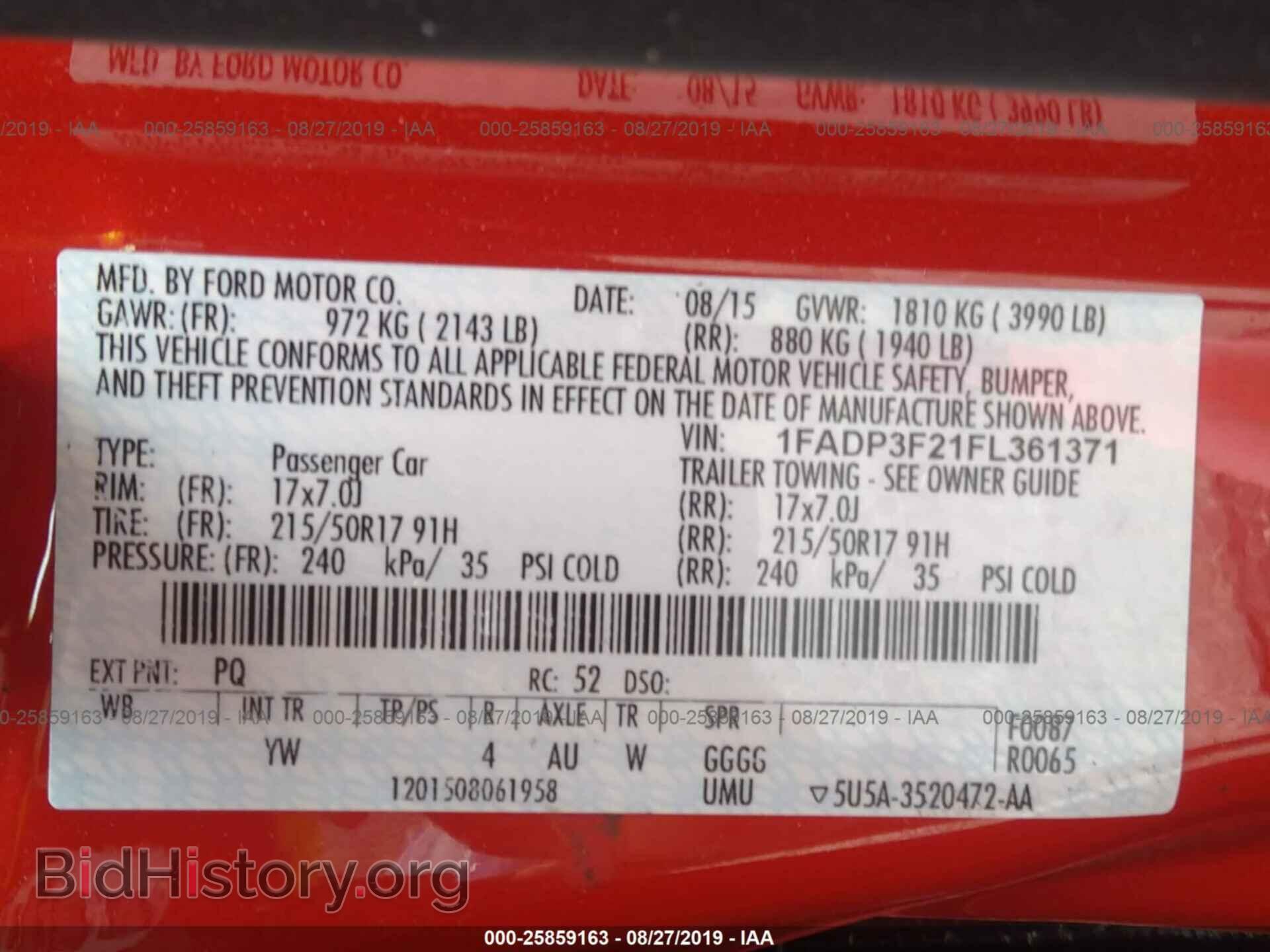 2015 FORD FOCUS - VIN: 1FADP3F21FL361371 - Фото 9