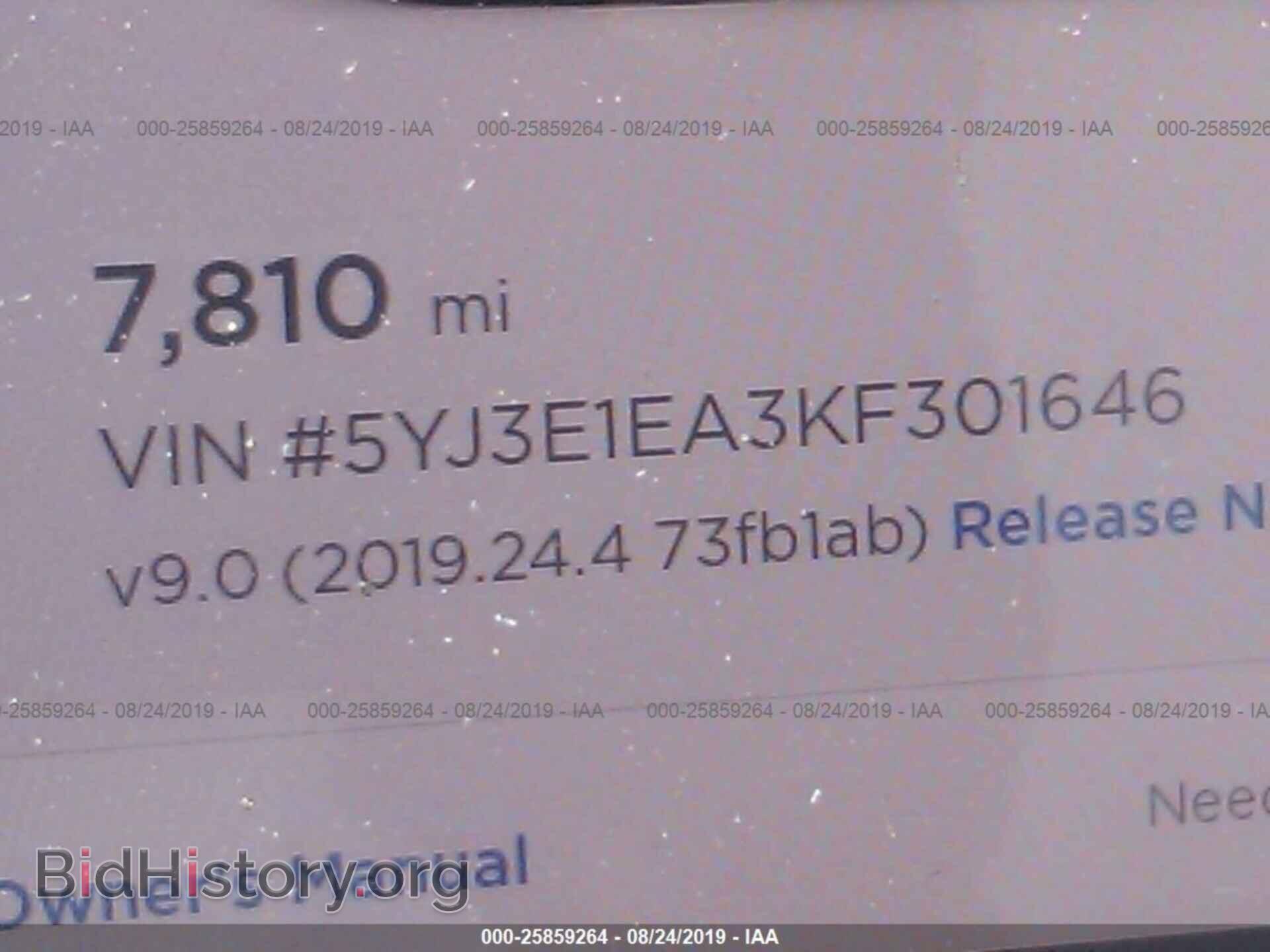 2019 TESLA MODEL 3 - VIN: 5YJ3E1EA3KF301646 - Фото 7