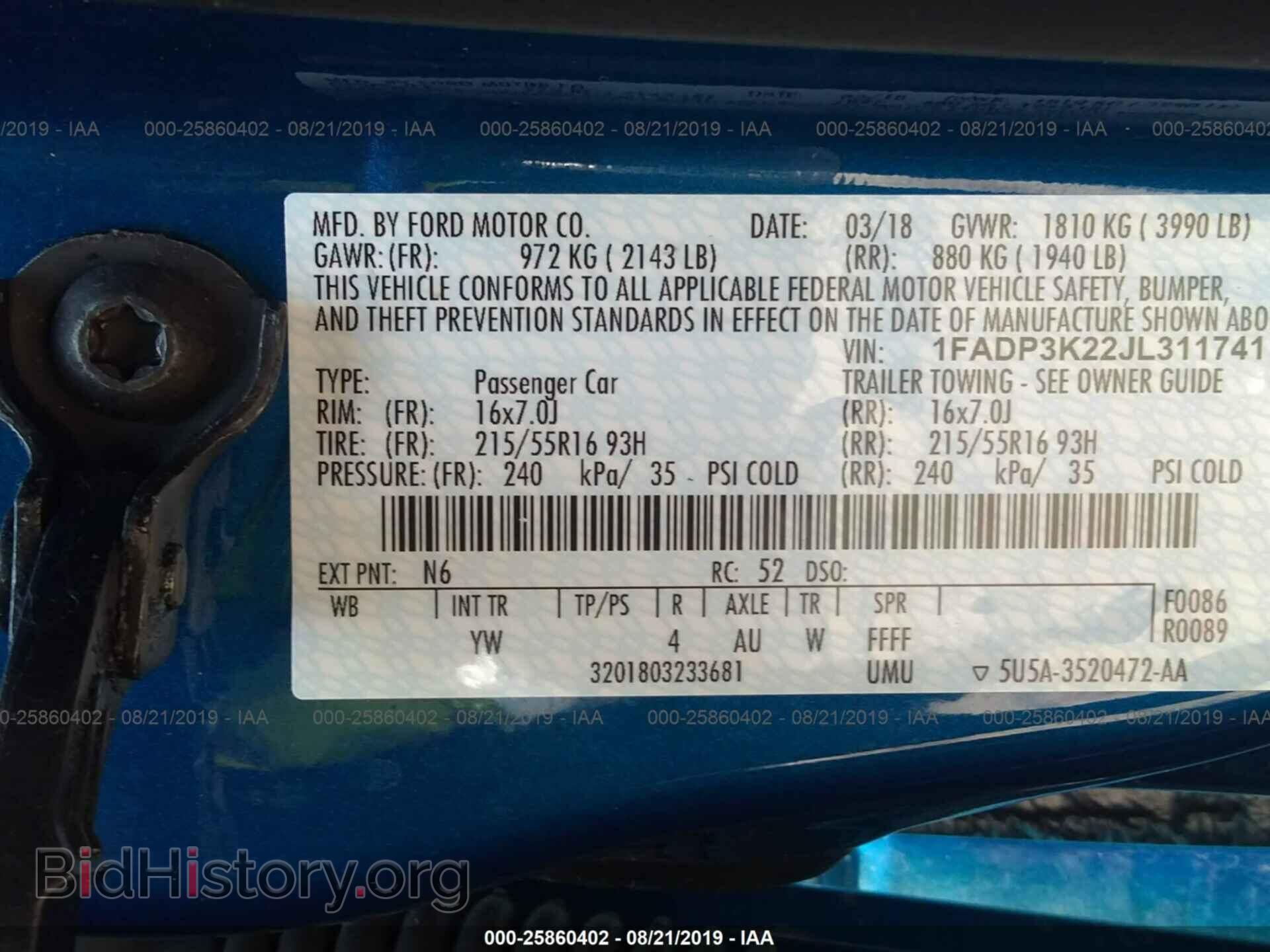 2018 FORD FOCUS - VIN: 1FADP3K22JL311741 - Фото 9